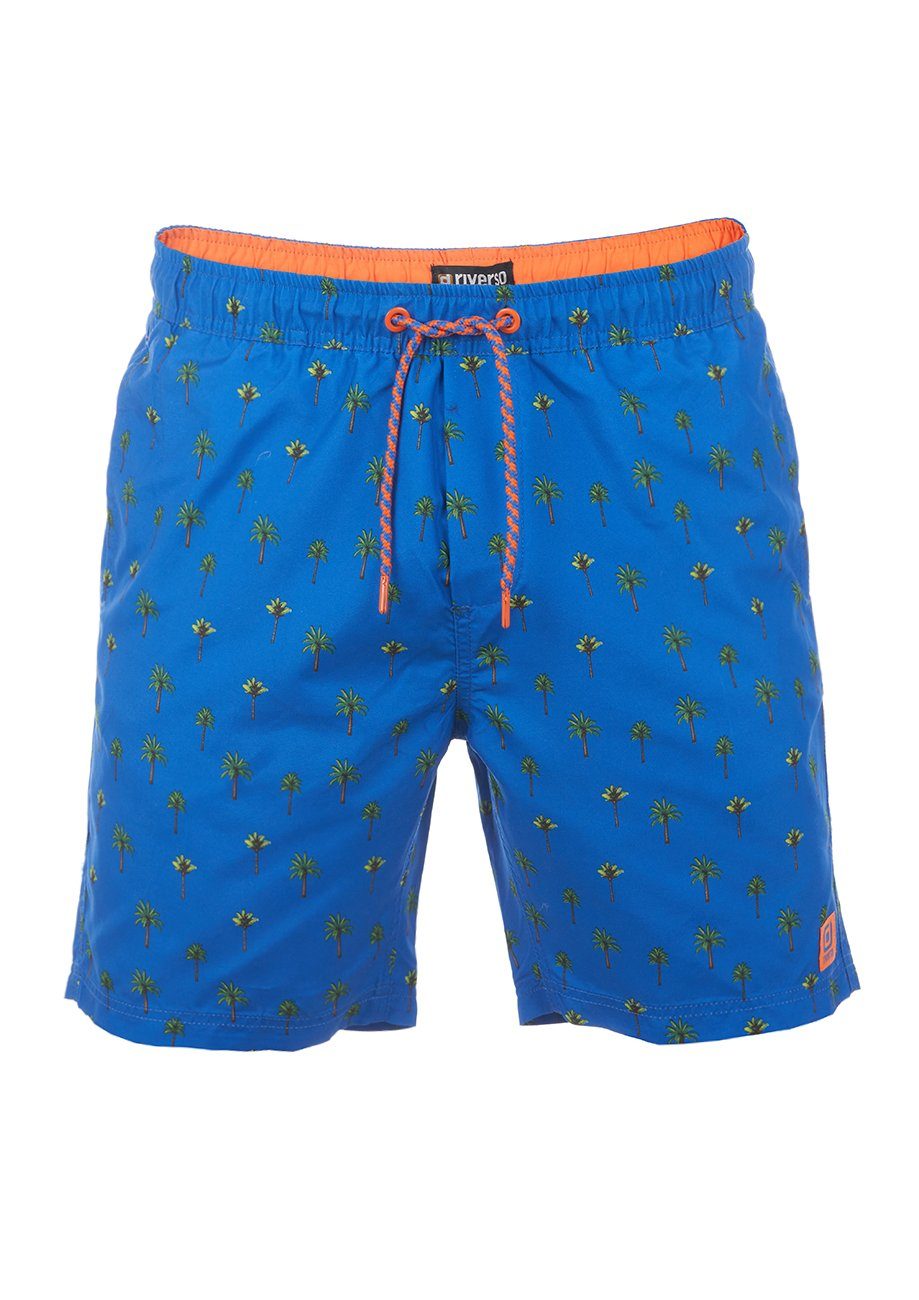 riverso Badeshorts Herren Fit (1-St) Blue Royal RIVKai mit (59000) Regular Kordelzug Badehose Bright Sportshorts Orange Shiny