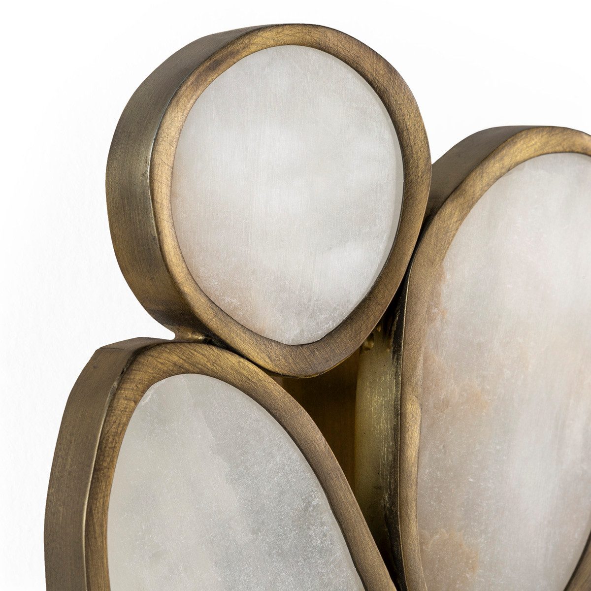 Signature Home Collection Wandleuchte Wandlampe aus Alabaster weiß und Metall Bronze, ohne Leuchtmittel, organische Form, indirektes Licht