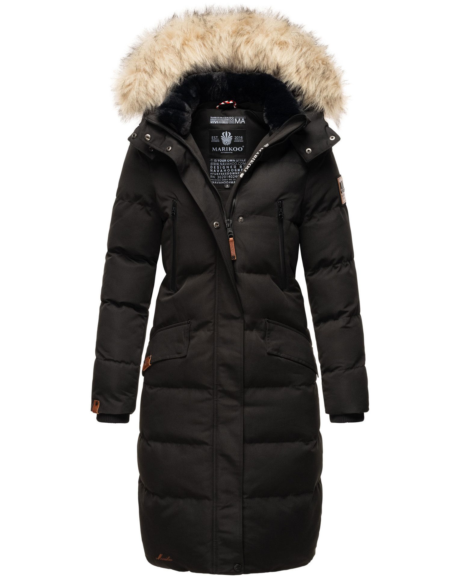 Marikoo Schneejacke Marikoo Schneesternchen Damen Winter Steppjacke B890 langer Parka mit abnehmbarer Kapuze – Bild 5 von 5