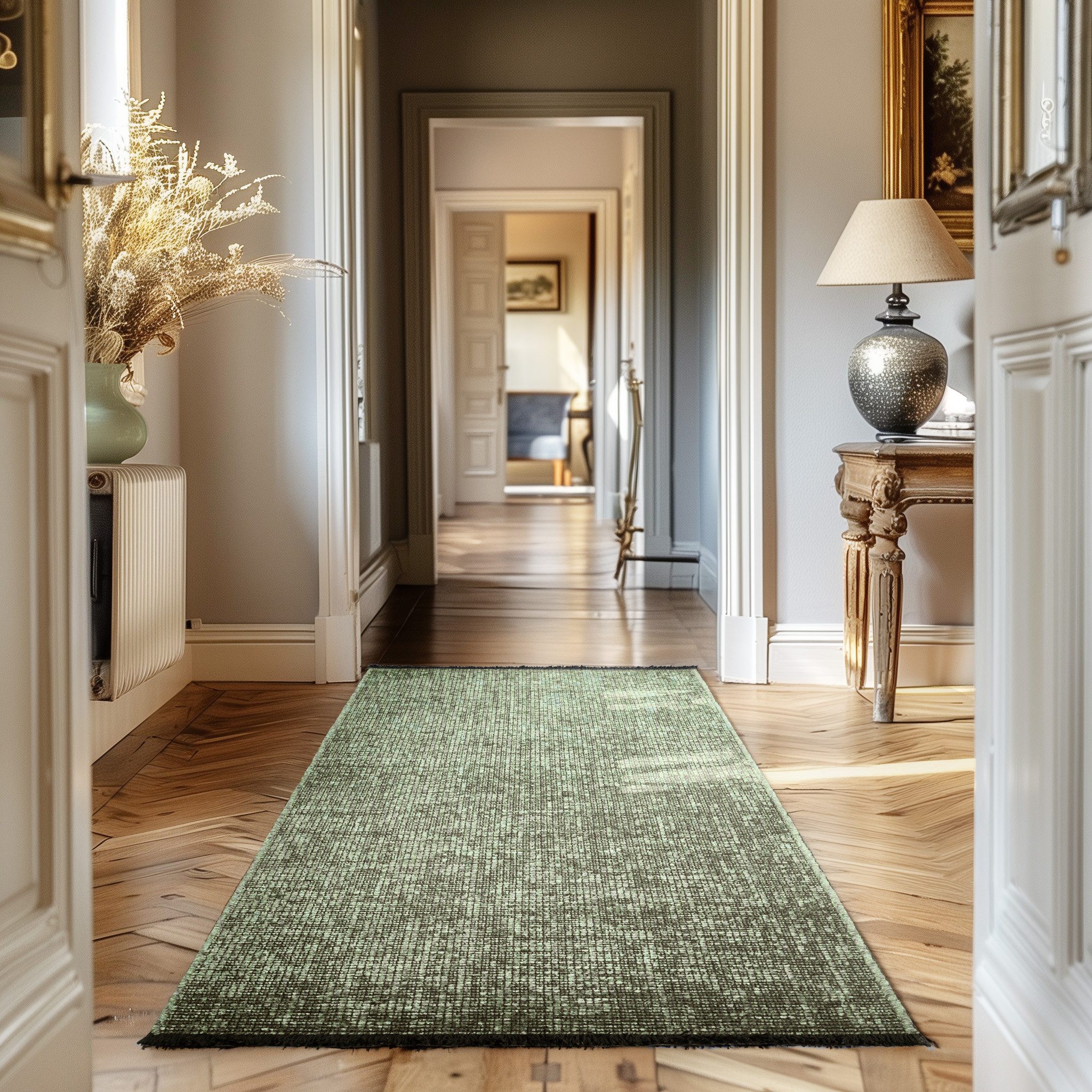 Teppium Teppich Unicolor - Einfarbig, Läufer, Höhe: 7 mm, Baumwolle Teppich Anti-Rutsch Waschbar Flachgewebe