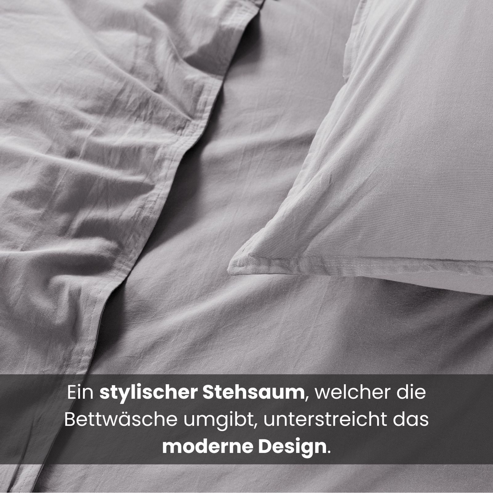 wometo Bettwäsche Stone Washed 135x200 Renforcé, Baumwolle, 2 teilig, OEKO-TEX®, 100% Baumwolle, Bettwäsche im Knitterlook mit Stehsaum – Bild 3 von 5