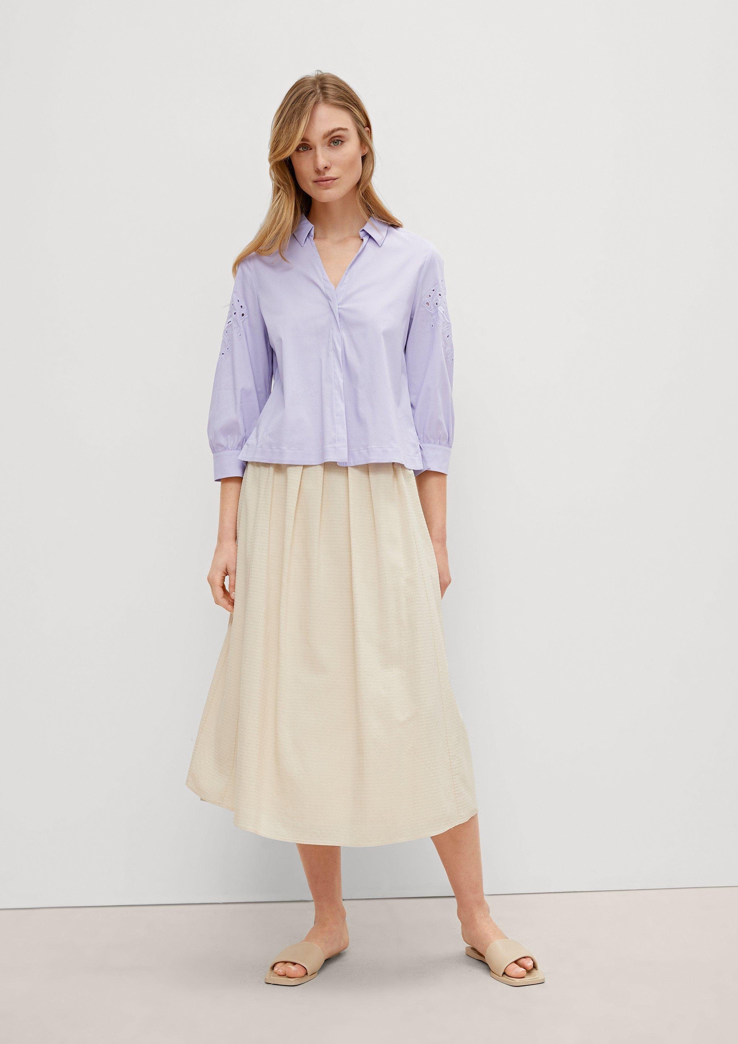 Broderie Anglaise Lochstickerei lilac mit 3/4-Arm-Shirt pale Comma Bluse