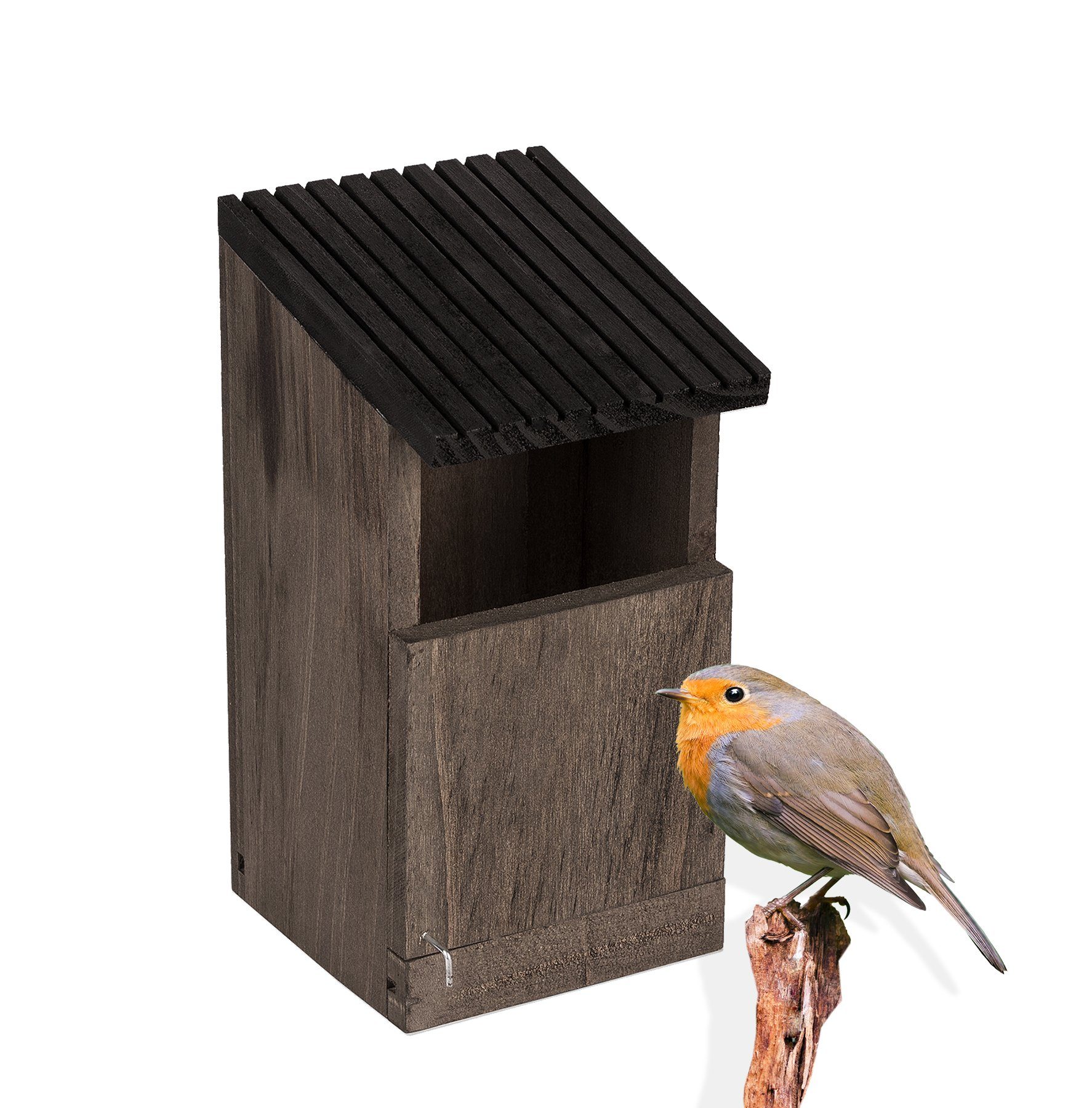 BigDean Nistkasten »für Rotkehlchen & Singvögel − 24x12x12 cm − Vogelhaus  aus Natur Holz − Braun Grau − Bruthöhle offen Nisthaus für Vögel« online  kaufen | OTTO