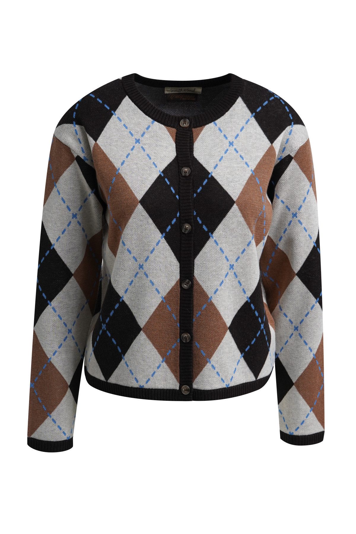 Smith & Soul Cardigan mit Woll-Anteil, Argyle-Muster