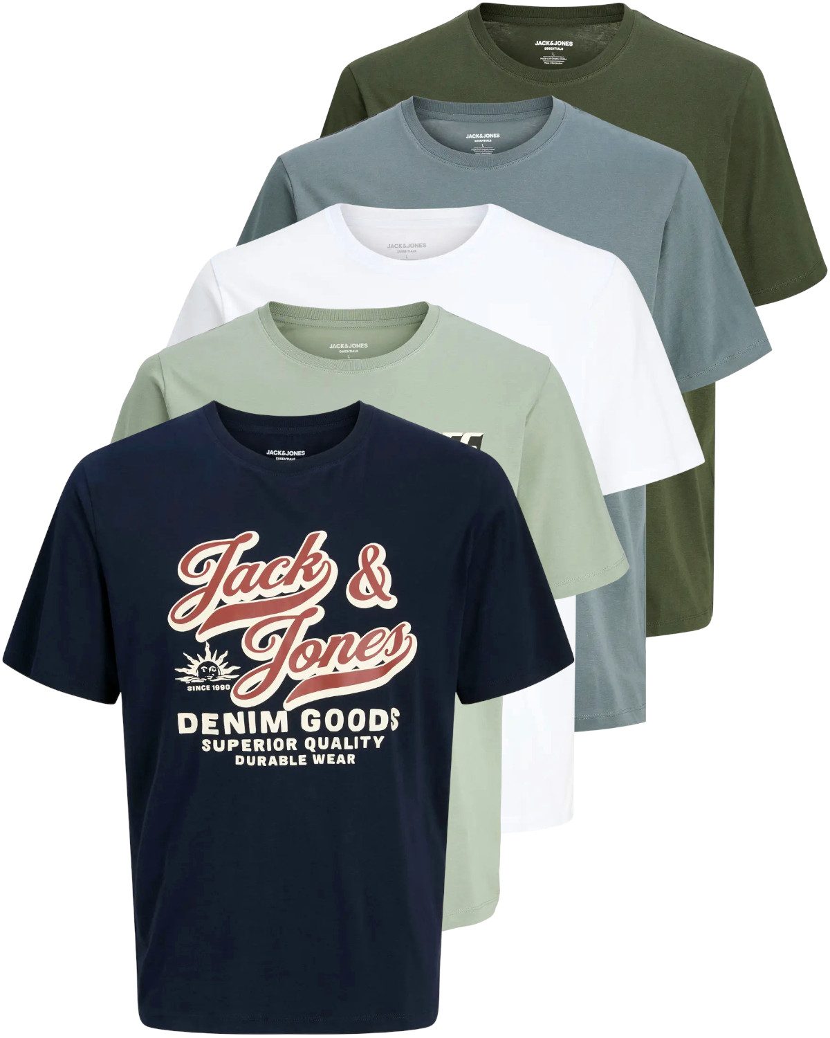 Jack & Jones Print-Shirt (Spar Set, 5er-Pack) T-Shirts mit Aufdruck aus Bau günstig online kaufen