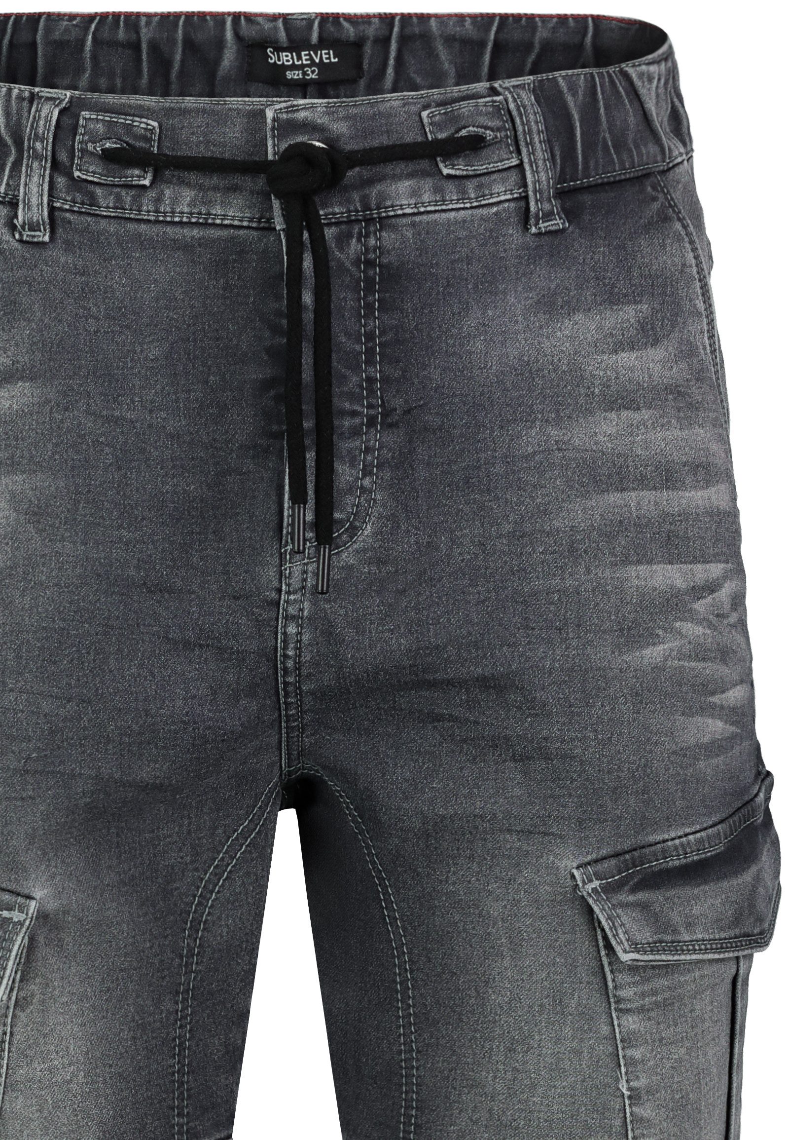 SUBLEVEL Regular-fit-Jeans Jogging Jeans mit Seitentaschen und Kordelzug Jogger Jeans Pant