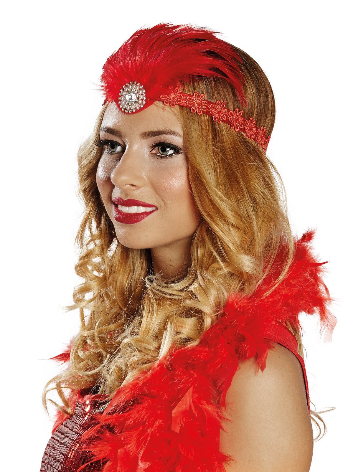 Rubie´s Kostüm Charleston Haarband rot, Herausstechendes Accessoire für 20er Jahre Kostüme