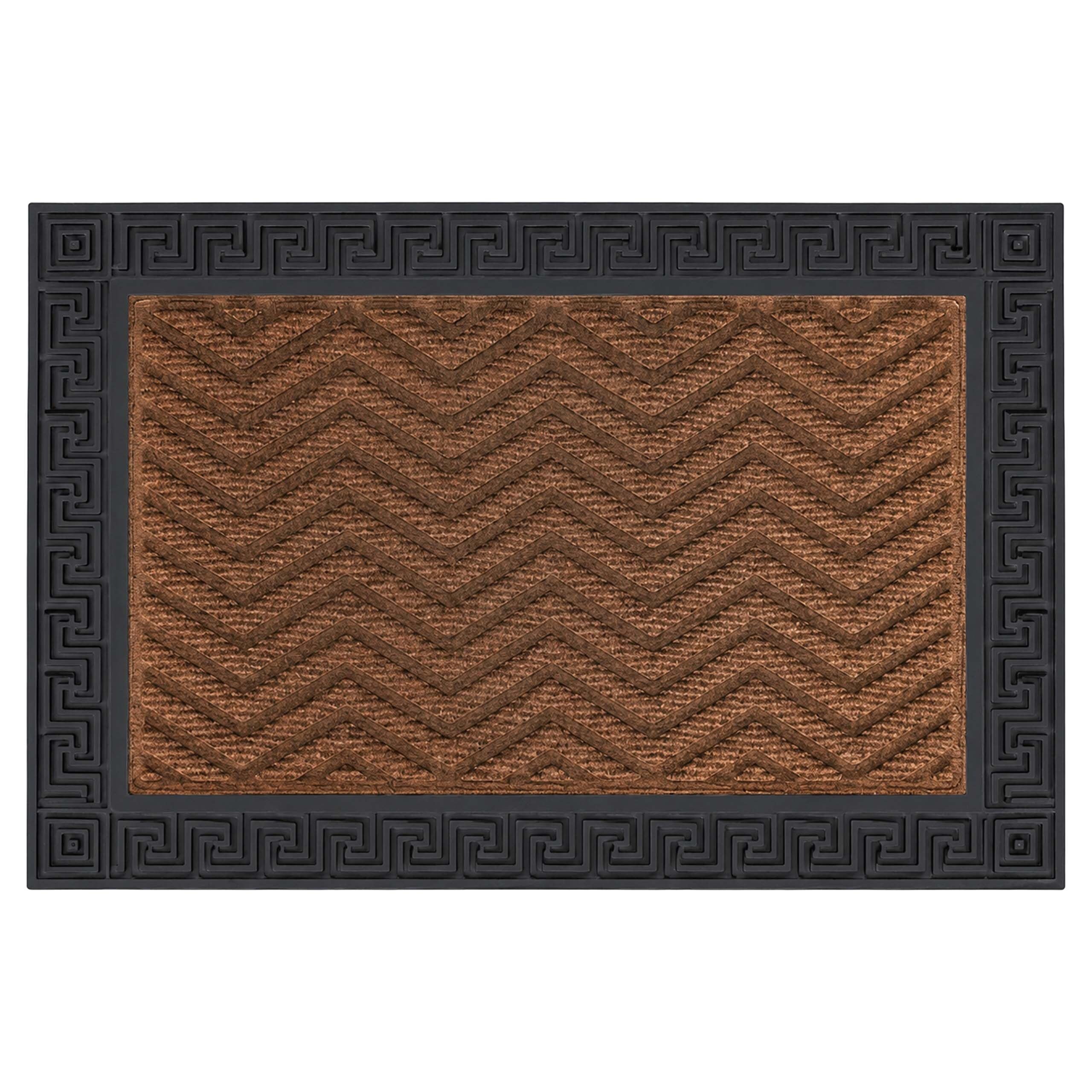relaxdays Fußmatte Polypropylen mit Rillen, Rechteckig, Höhe: 10 mm, Zickzack Braun, 60 x 40 cm
