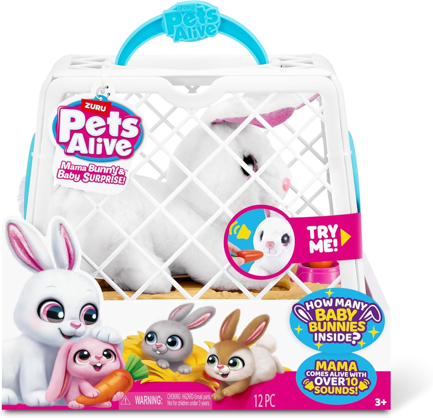 ZURU Robotertier Pets Alive Mama Bunny Surprise Plüsch-Hase - Elektronisches Haustier