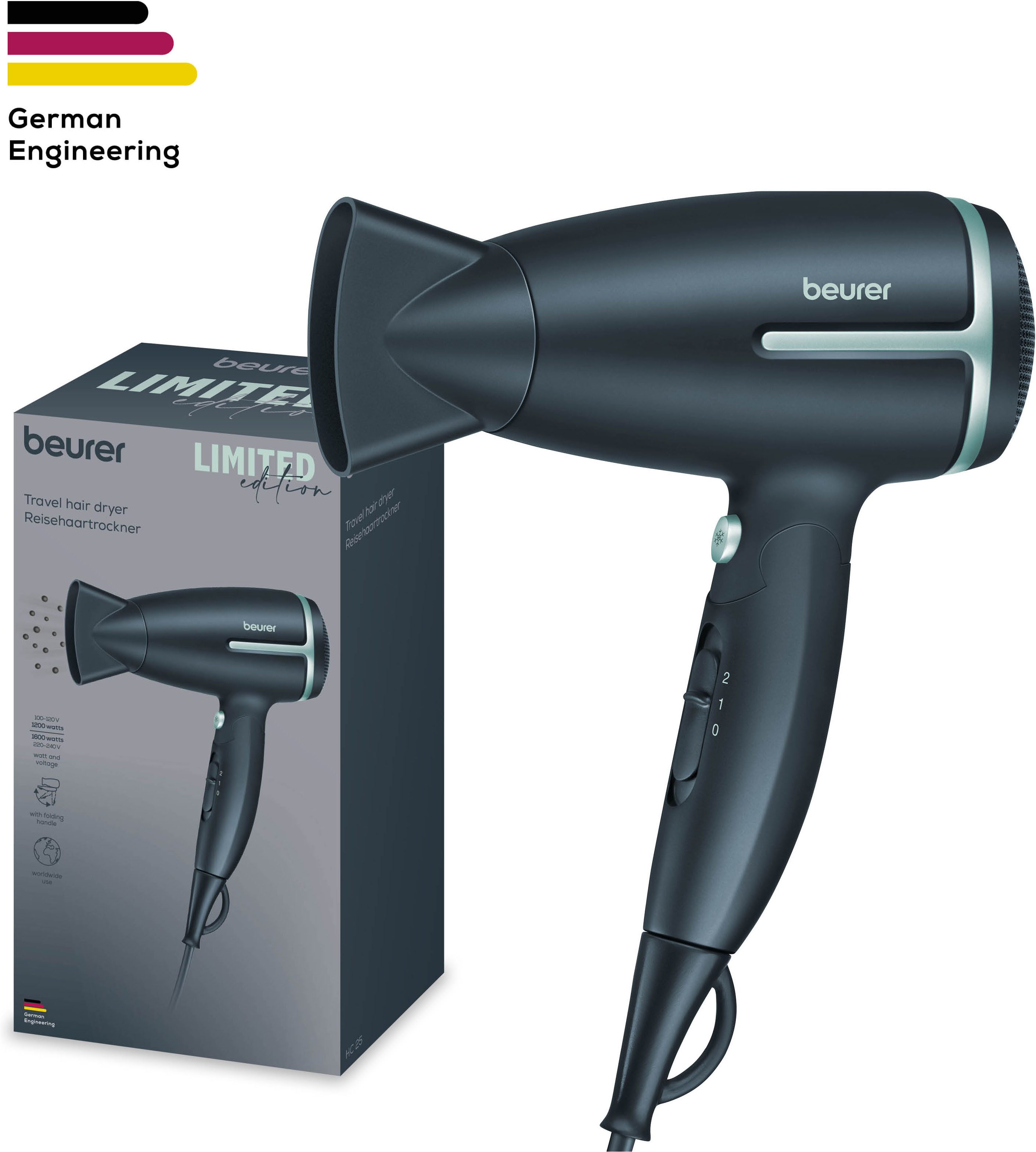 BEURER Reisehaartrockner HC 25 Limited Edition 2026 mit Kaltluftstufe, 1600 W, Mit manuelle Spannungsumschaltung, zur weltweiten Nutzung geeignet – Bild 2 von 5