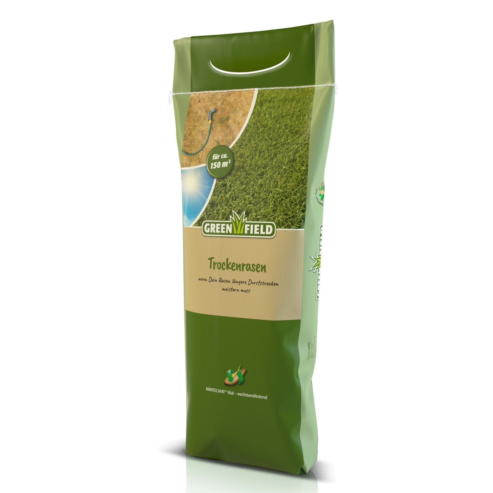 Greenfield Rasensamen Trockenrasen, Mantelsaat Vital, 5 kg Rasensamen für trockene Böden, 5 kg