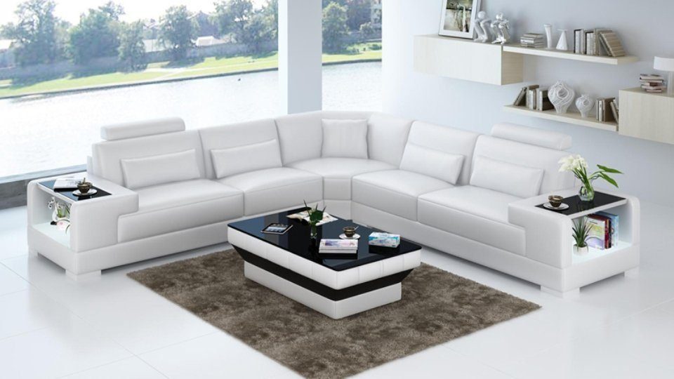 JVmoebel Ecksofa, Ledersofa Couch Wohnlandschaft Ecksofa Eck Design Modern Sofa