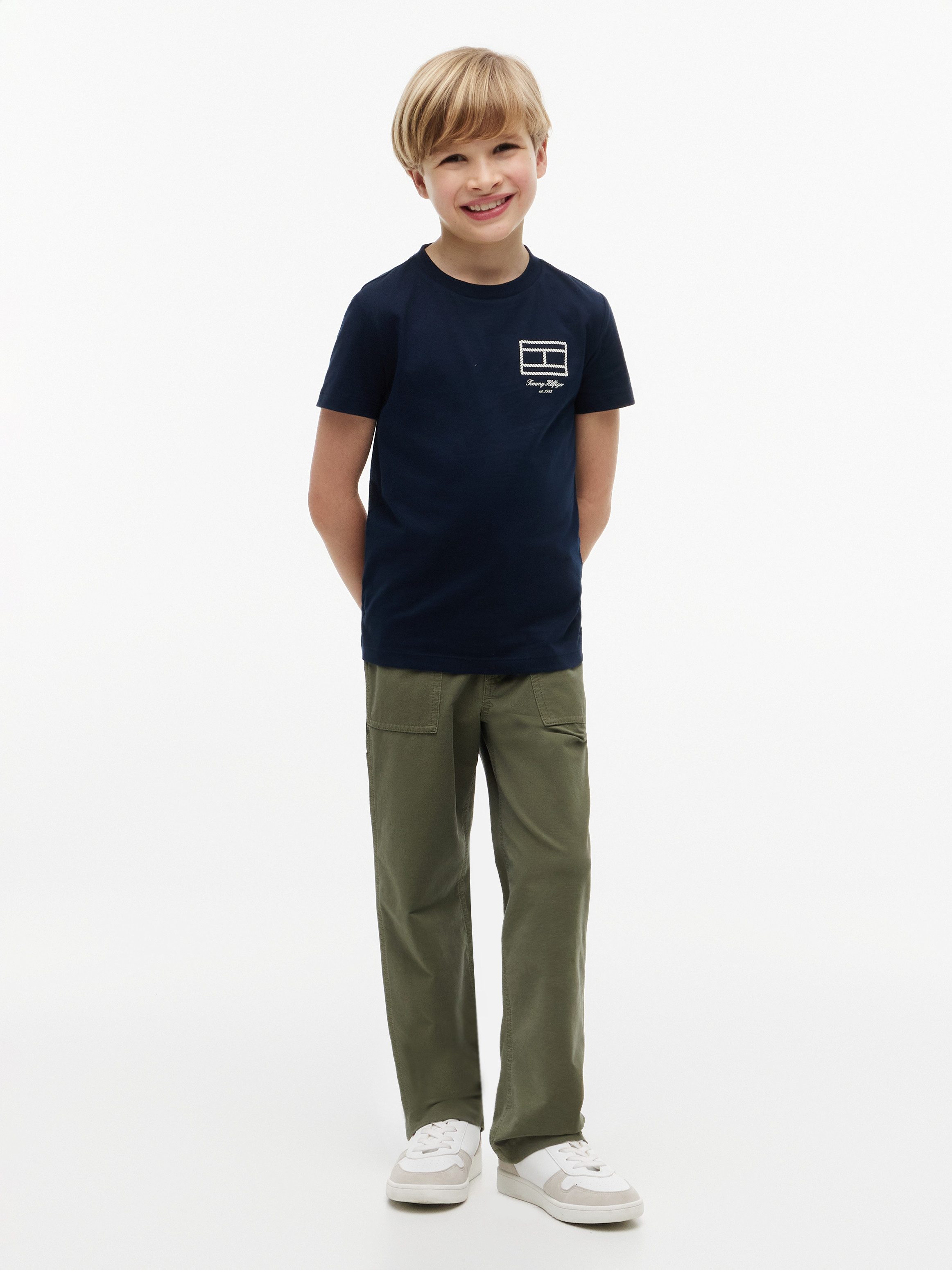 Tommy Hilfiger T-Shirt Rundhalsausschnitt, Regula Fit, reine Baumwolle, Kinder bis 16 Jahre – Bild 4 von 5