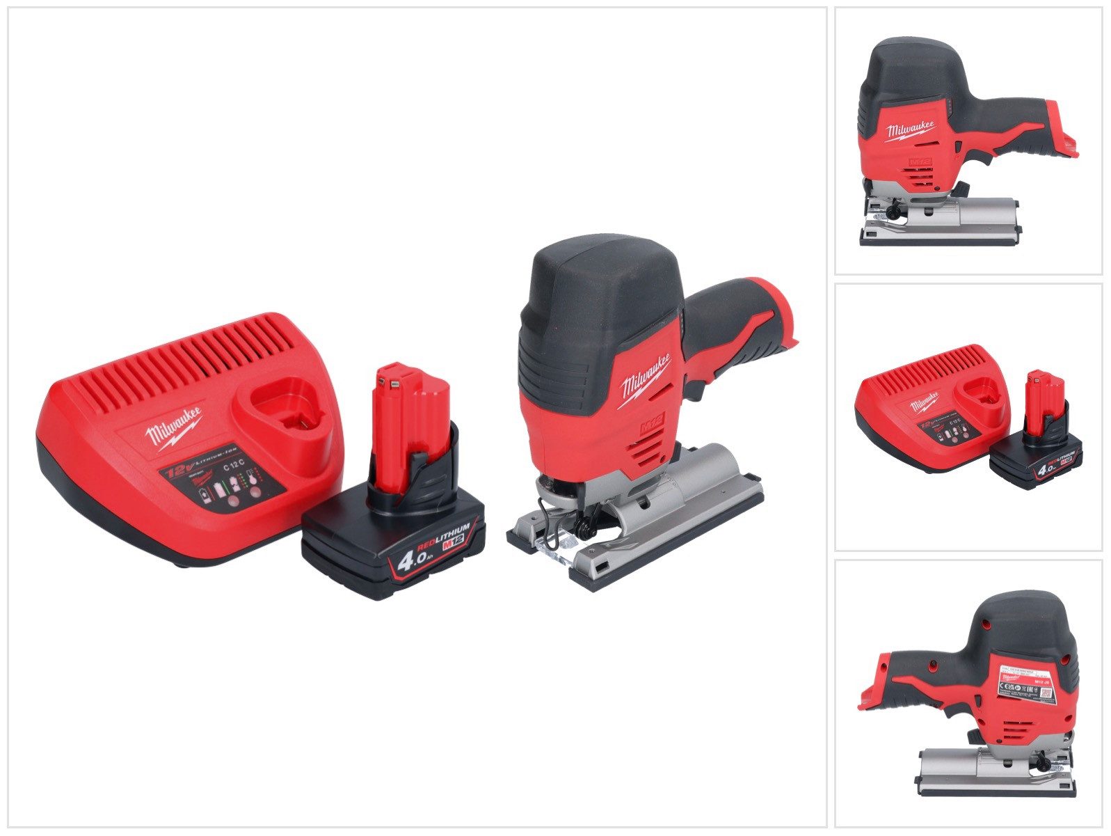 Milwaukee Kompakt-Handkreissäge M12 JS-401 Akku Stichsäge 12 V + 1x Akku 4,0 Ah + Ladegerät