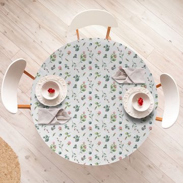 Abakuhaus Tischdecke Rundum-elastische Stofftischdecke, Blumen Aquarell-Rosen-Blatt