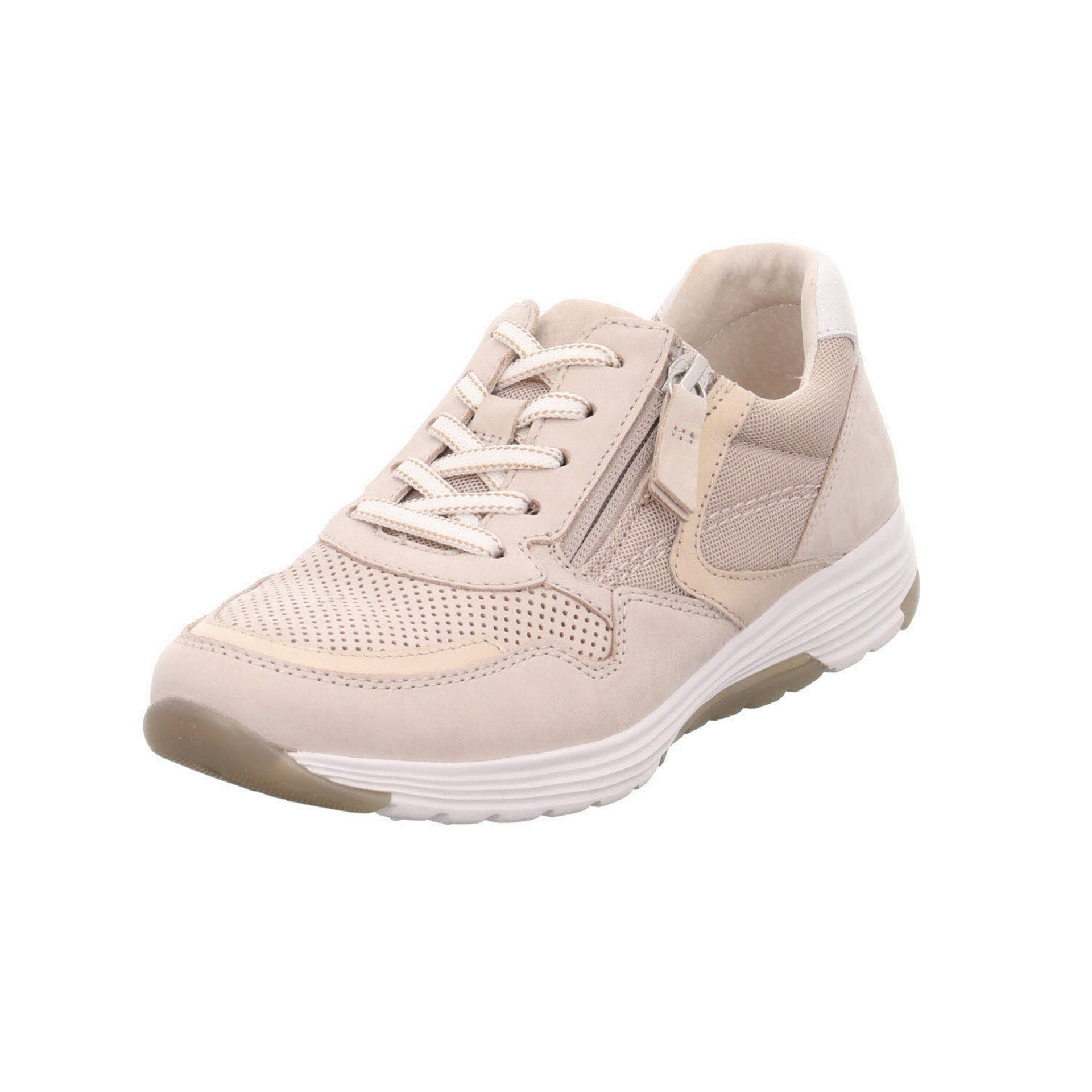 31) Gabor Sneaker Beige Rollingsoft Sneaker Schuhe Damen / Leder-/Textilkombination (puder/weiss Schnürschuh