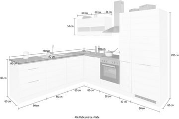 Kochstation Küche KS-Luhe, Stellbreite 240x270 cm, wahlweise mit oder ohne E-Geräten, MDF-Fronten