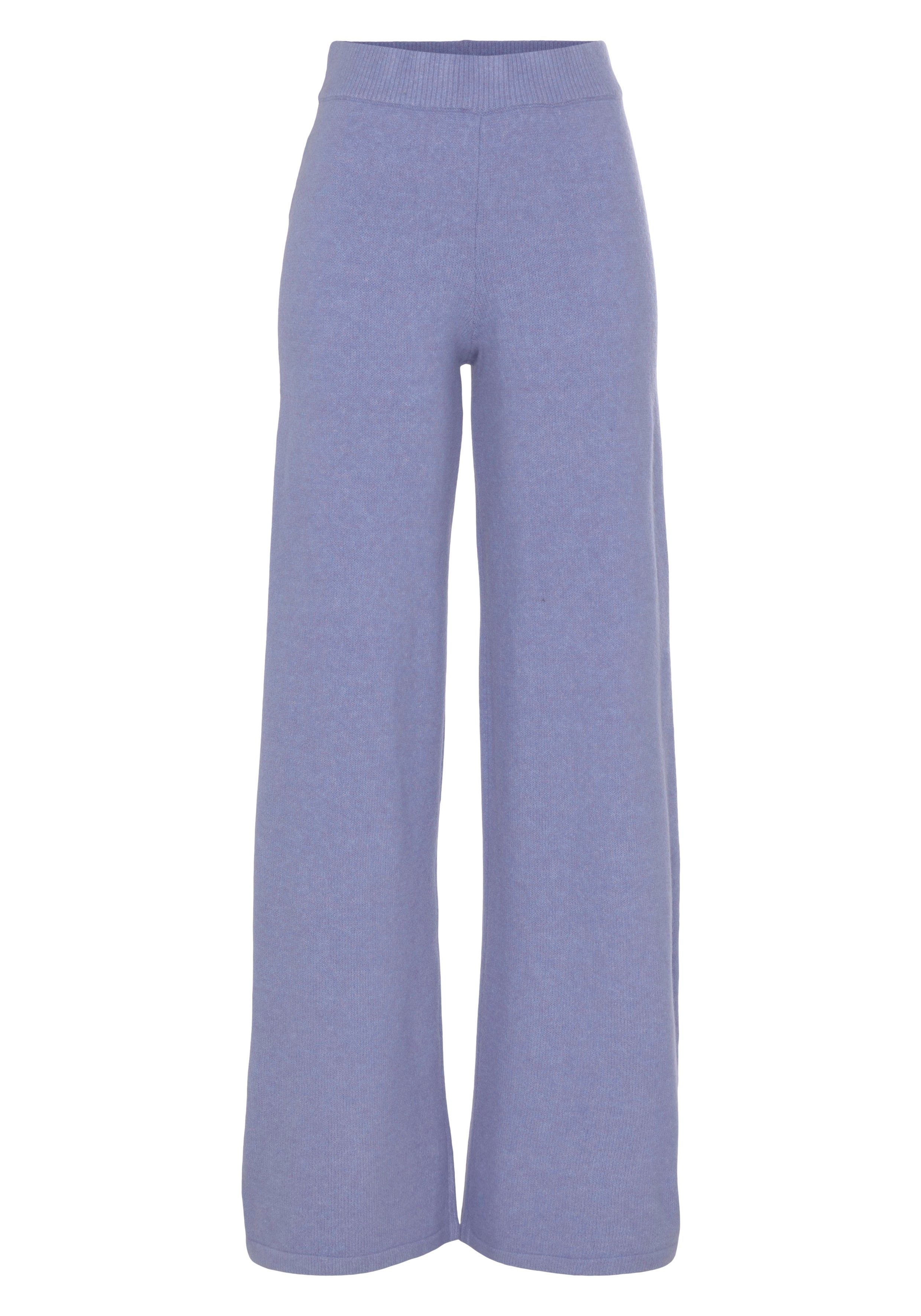 LASCANA Strickhose -Loungehose mit hellblau Loungewear Rippbündchen