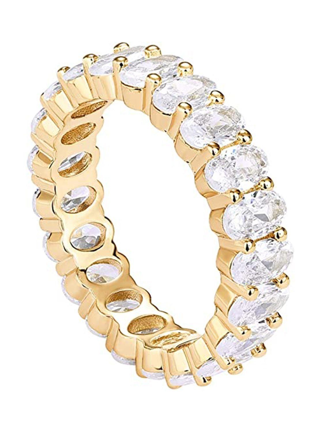 Haiaveng Goldring Gold überzogene Ringe, Ovaler Kubischer Zirkonia Liebesring, Eternity Ring , 6mm stapelbar Ringe für Frauen