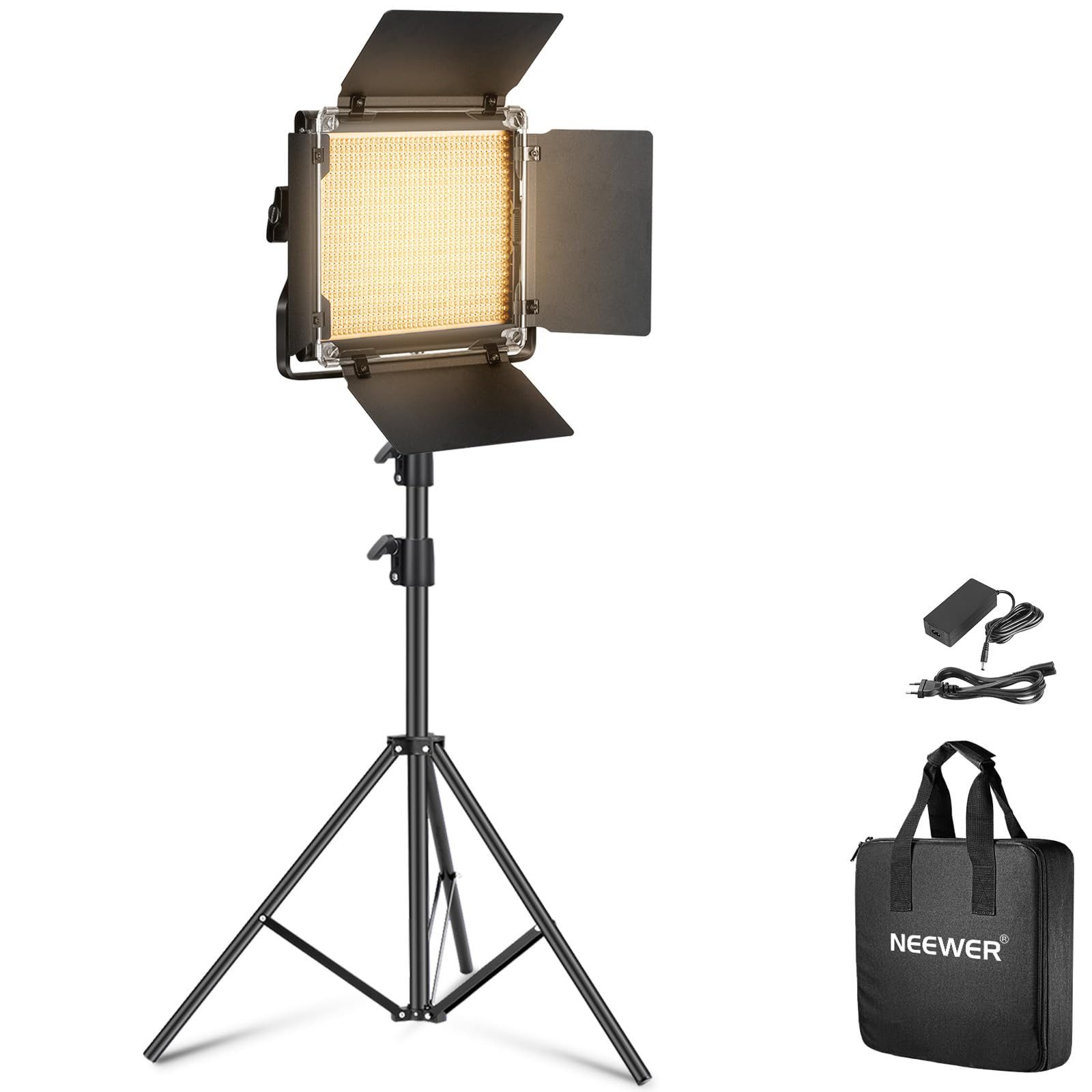 Neewer Videoleuchte NL660 LED Videolicht mit Stativ Ständer, Dimmable, Barndoors, 660 LEDs 3200K-5600K, 3300lx/1m, CRI96+, für Videoaufnahmen Streaming