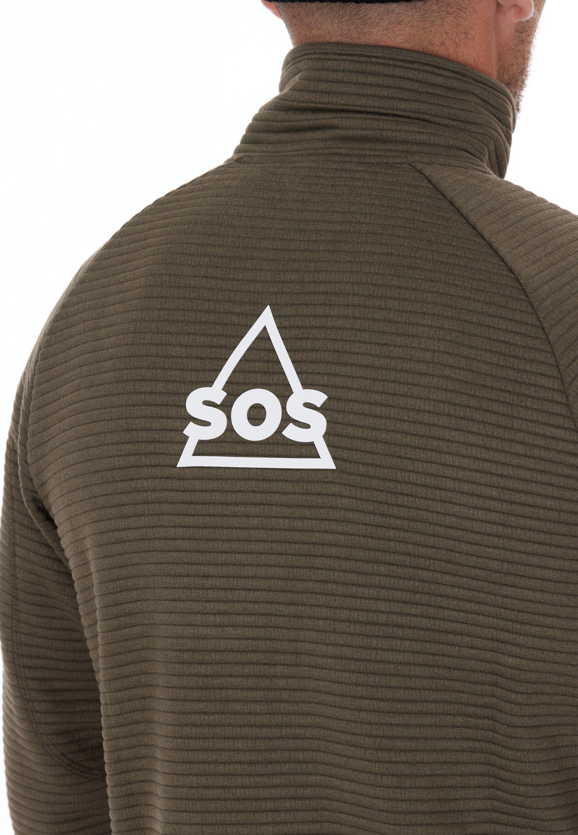 Muju khaki SOS Sweatjacke mit stilvollem Logodetail
