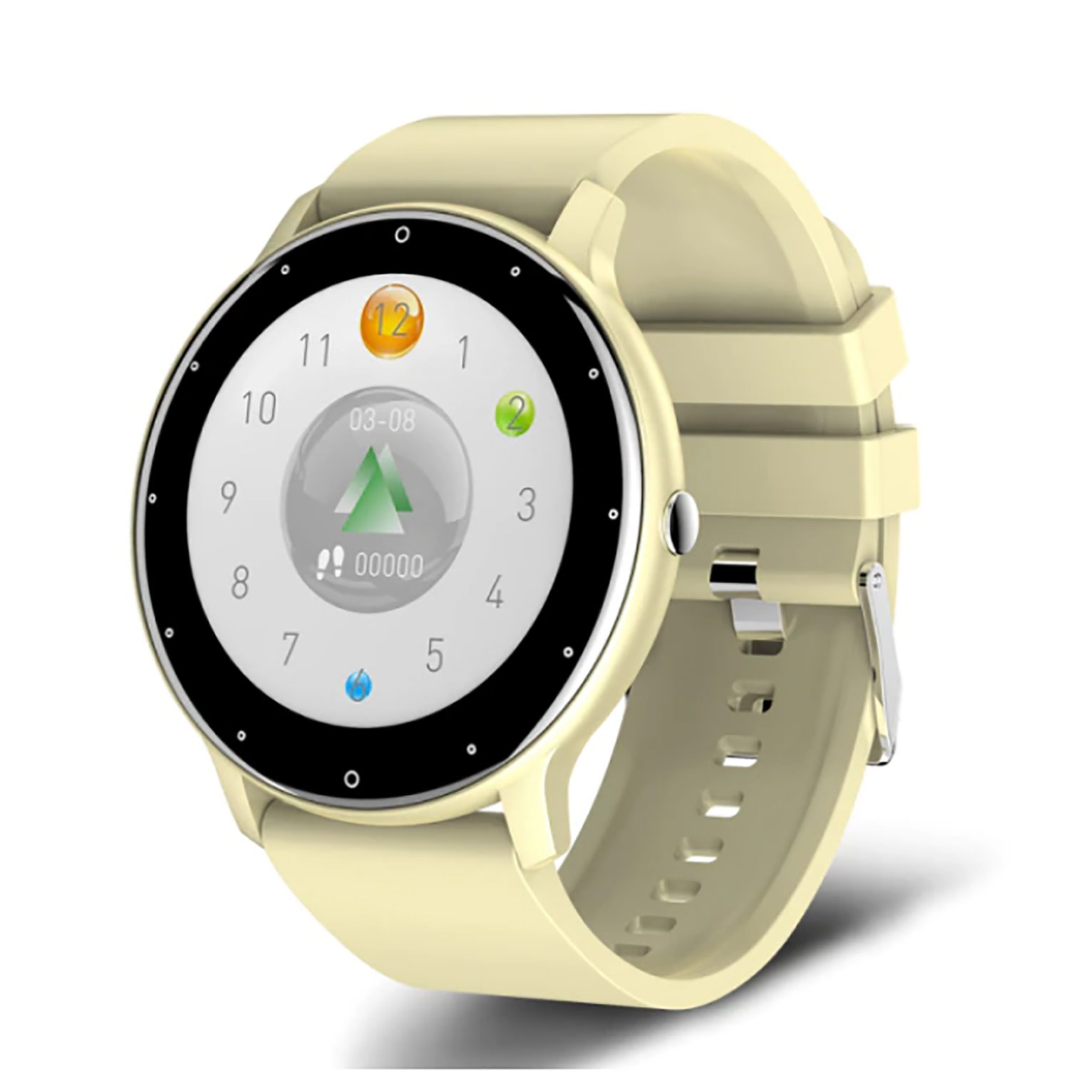 TPFNet SW01 mit individuell einstellbarem Display Smartwatch (Android), Armbanduhr mit Musiksteuerung, Herzfrequenz, Schrittzähler, Kalorien, Social Media etc., Gelb