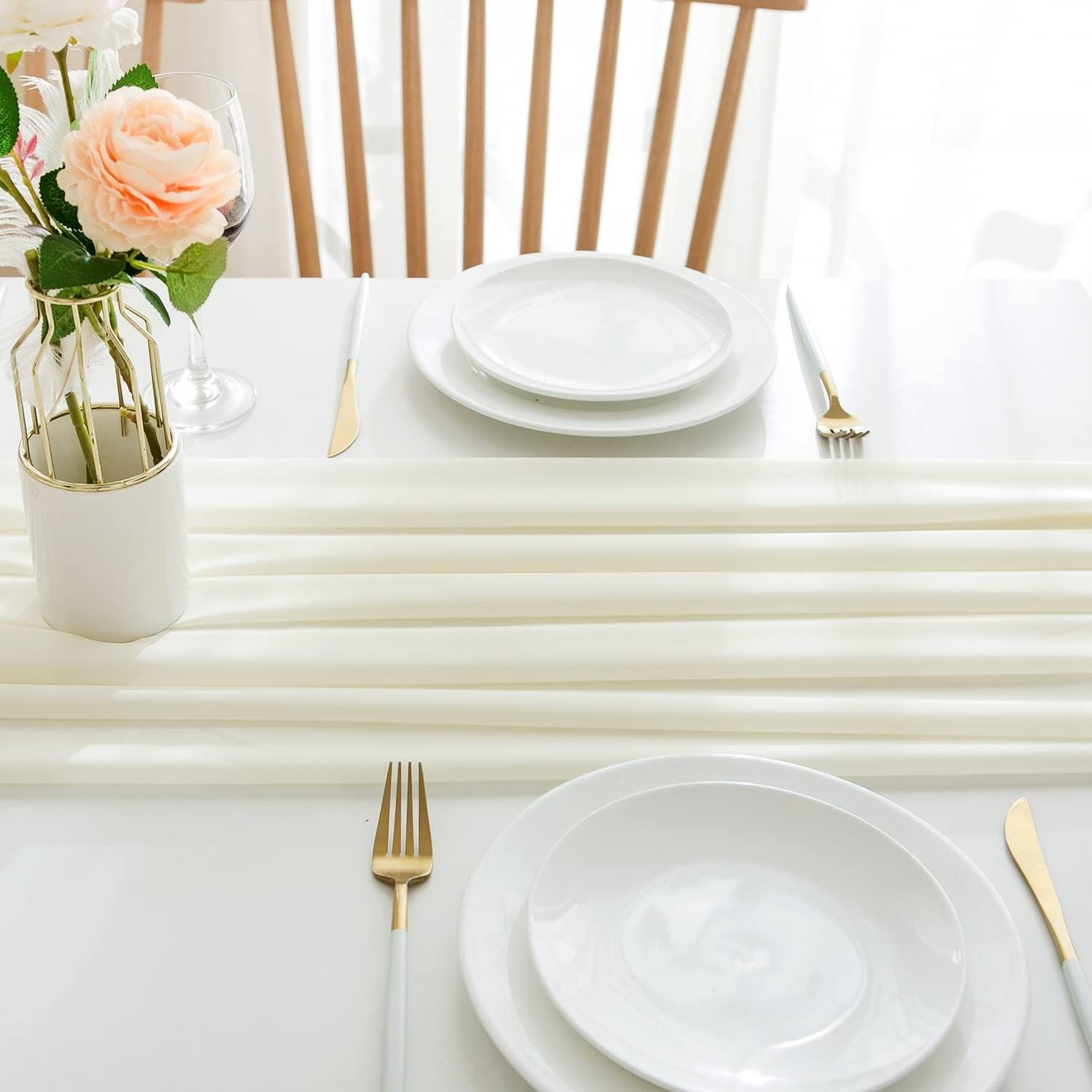 Tischband Bordeaux für Tischdeko Tischläufer Coonoor Hochzeit Chiffon Beige cm Waschbar, Outdoor und 72x304 Indoor