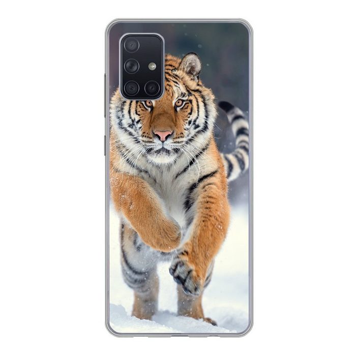 MuchoWow Handyhülle Tiger - Landschaft - Schnee - Tiere Handyhülle Samsung Galaxy A51 5G Smartphone-Bumper Print Handy