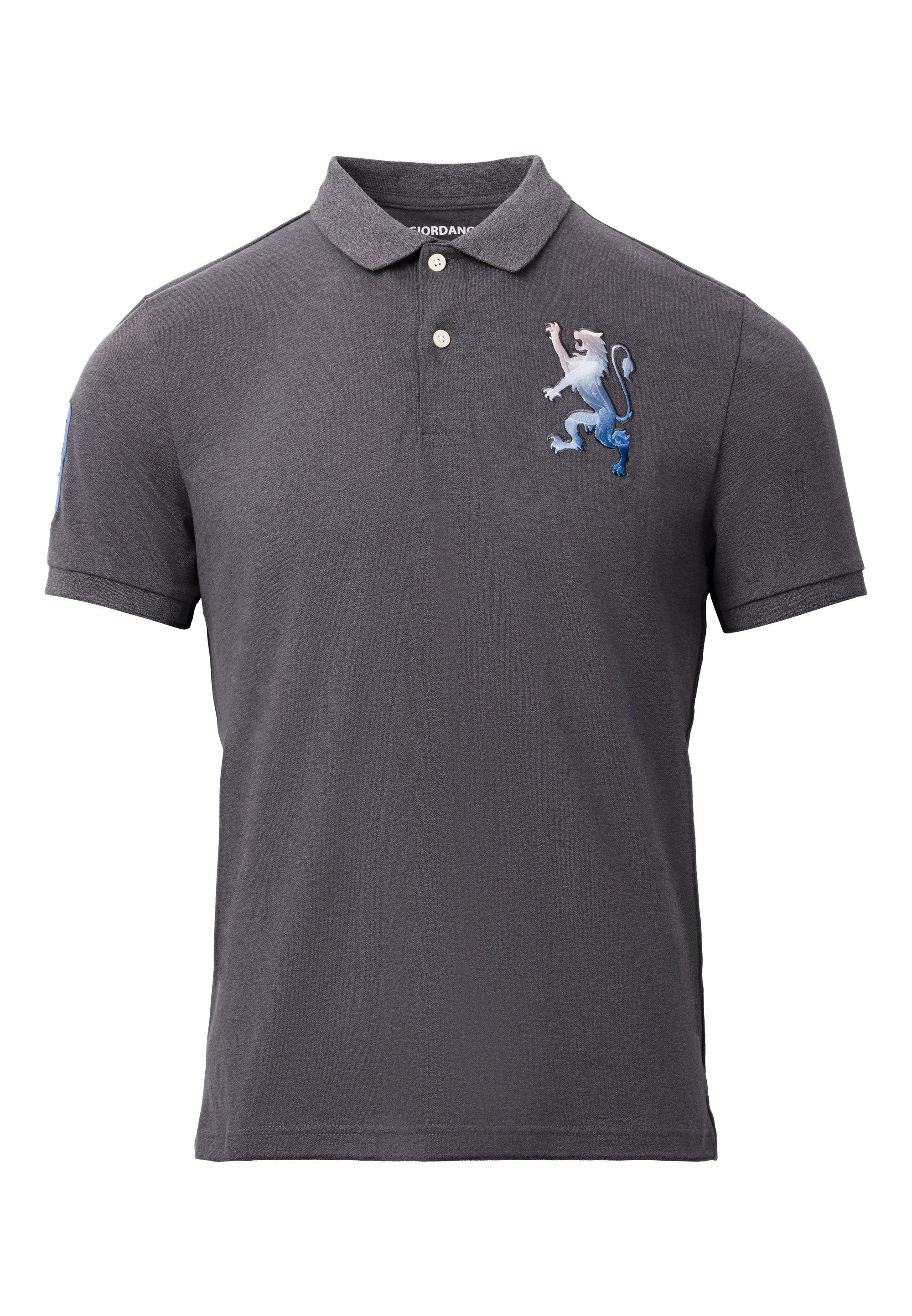 toller Stickerei GIORDANO Poloshirt mit Lion 3D grau