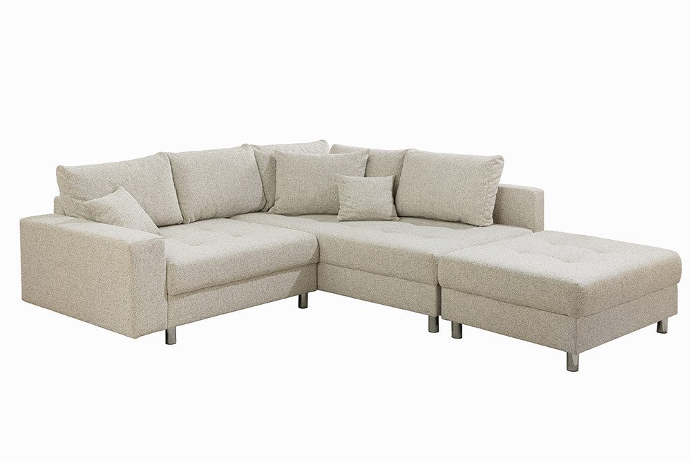 riess-ambiente Ecksofa KENT 220cm beige/chrom – Strukturstoff, L-Form, Mode günstig online kaufen