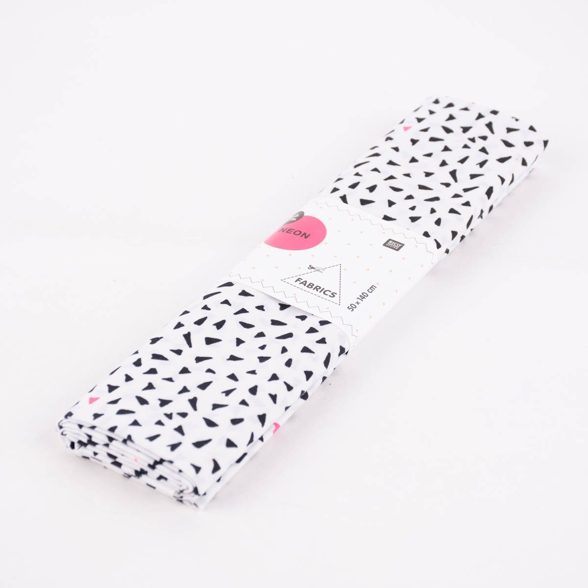 Rico Design Stoff Rico Design Baumwollstoff Dreiecke weiß schwarz neonpink 50x140cm
