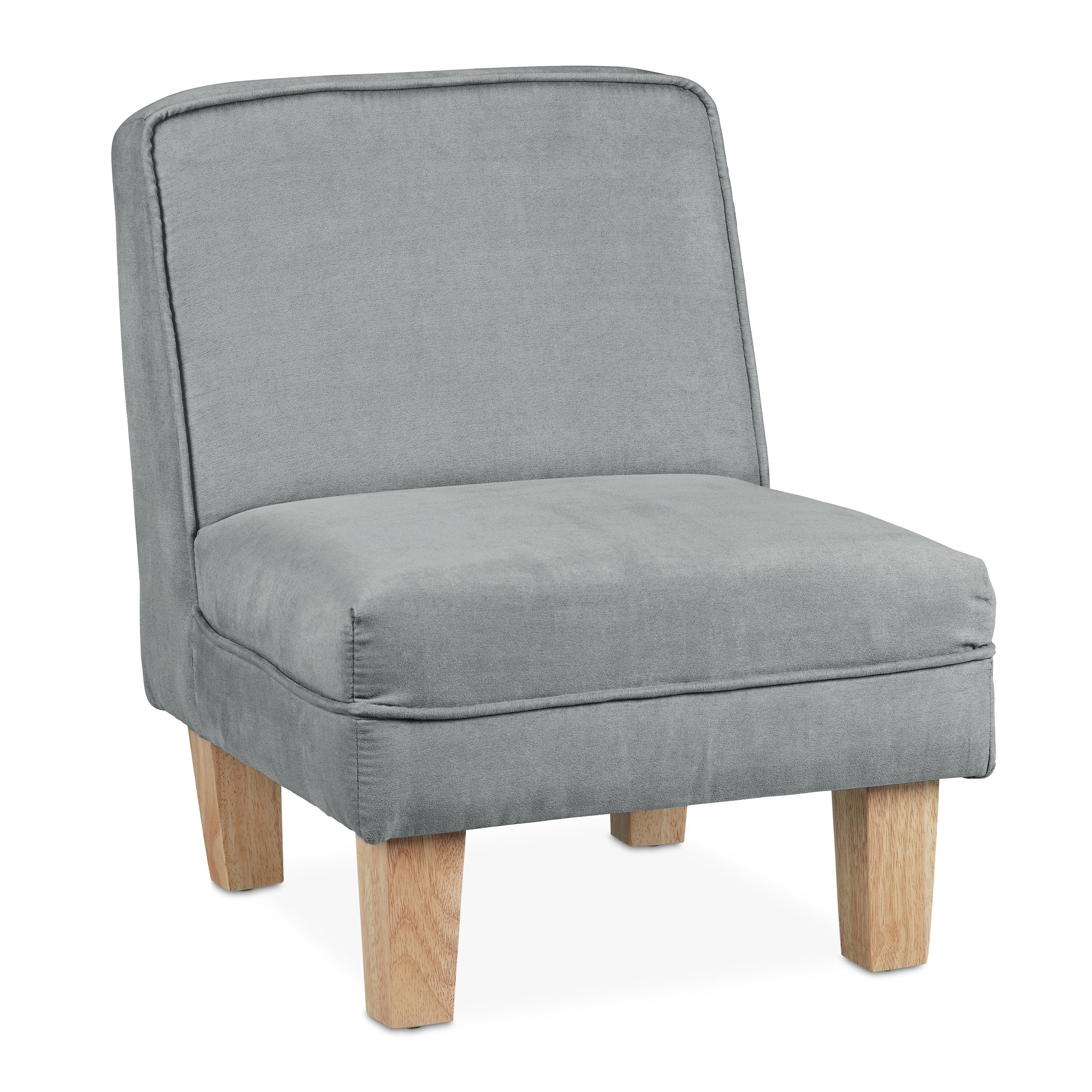 Grau mit Hellbraun Grau Holzfüßen, Kindersessel Sessel relaxdays