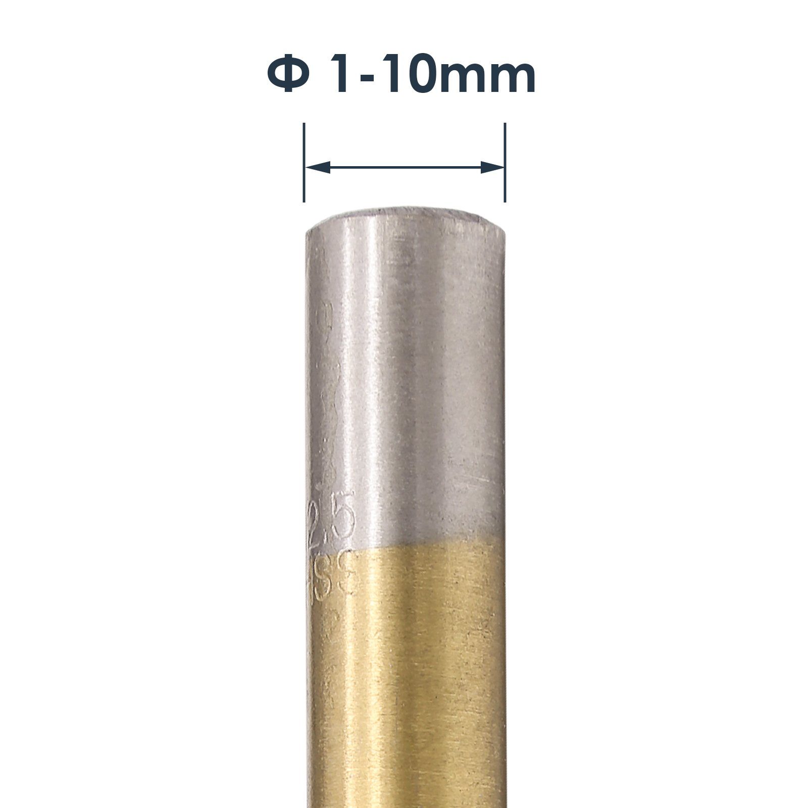 1-13mm Set Titan Satz Spiralbohrer TLG Spiral-Bohrer, Stahlbohrer Spiralbohrer beschichtet (230-tlg) 230 DIN338 HSS Clanmacy Metallbohrer