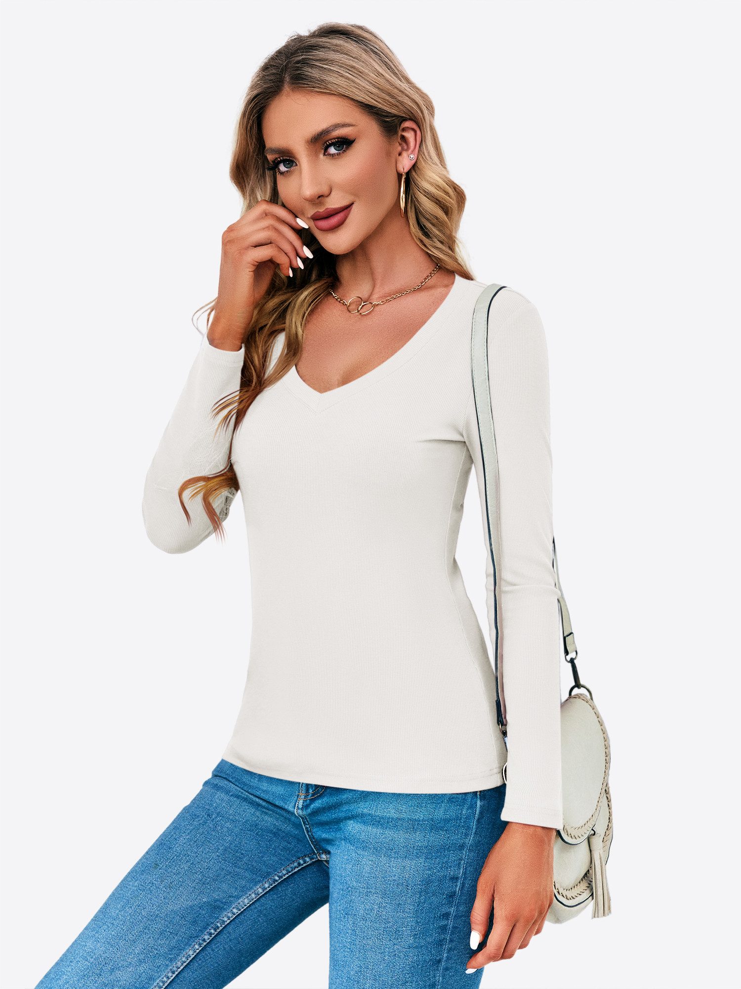 Imily Bela T-Shirt Damen Langärmliges Slim-Fit-Oberteil günstig online kaufen