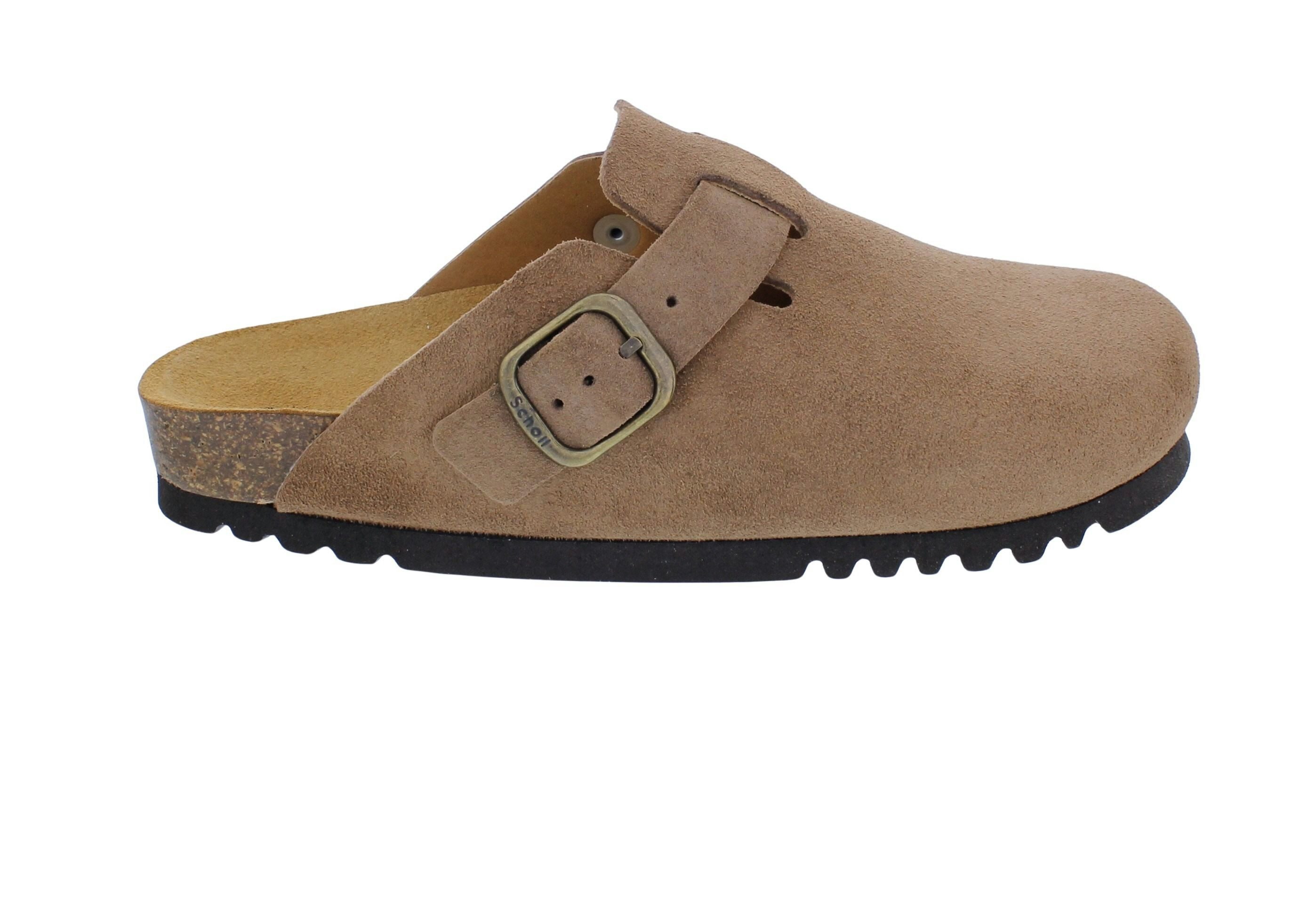 Scholl Scholl Clog mit Fußbett Fae Suede - Velourleder in Taupe Clog
