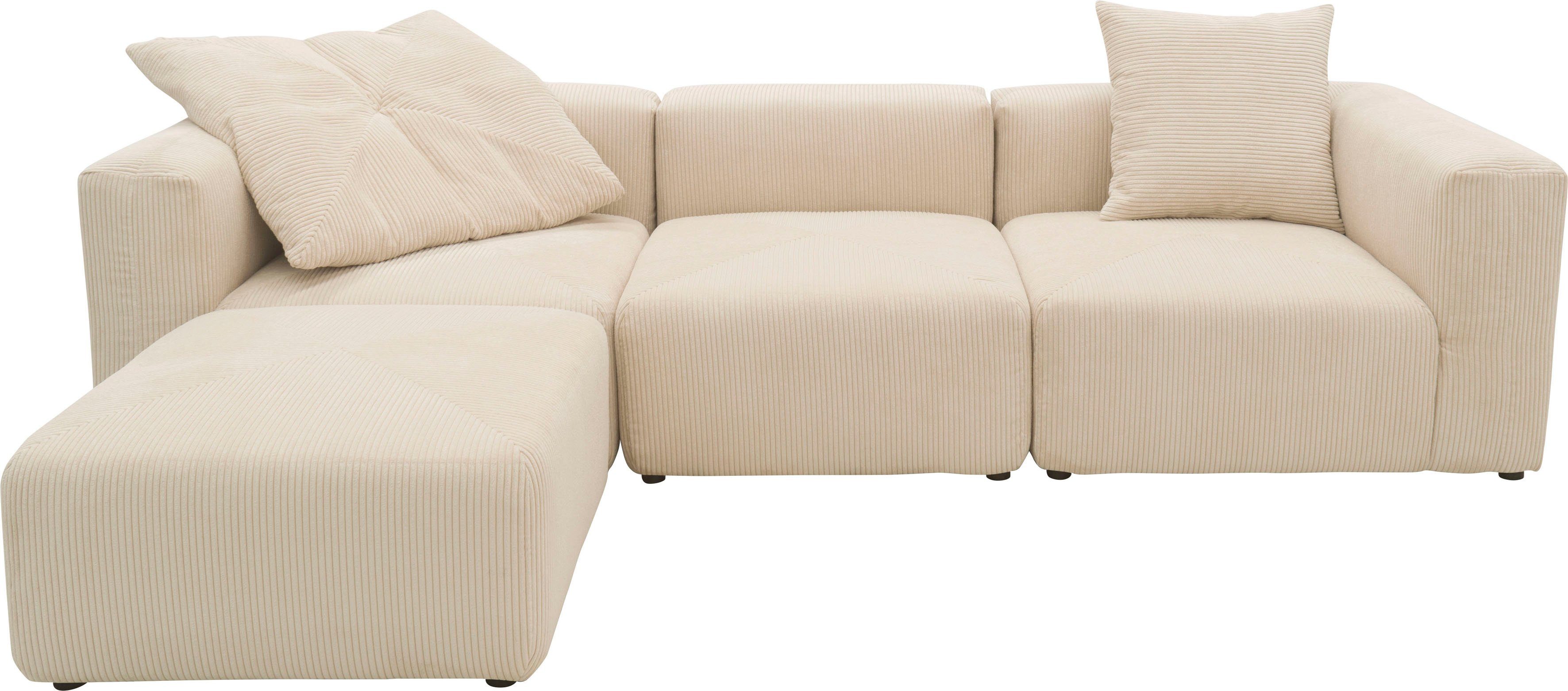 Eck- creme RAUM.ID und Cord-Bezug, Modulsofa, Ecksofa Hocker bestehend Gerrid, Mittelelement + aus