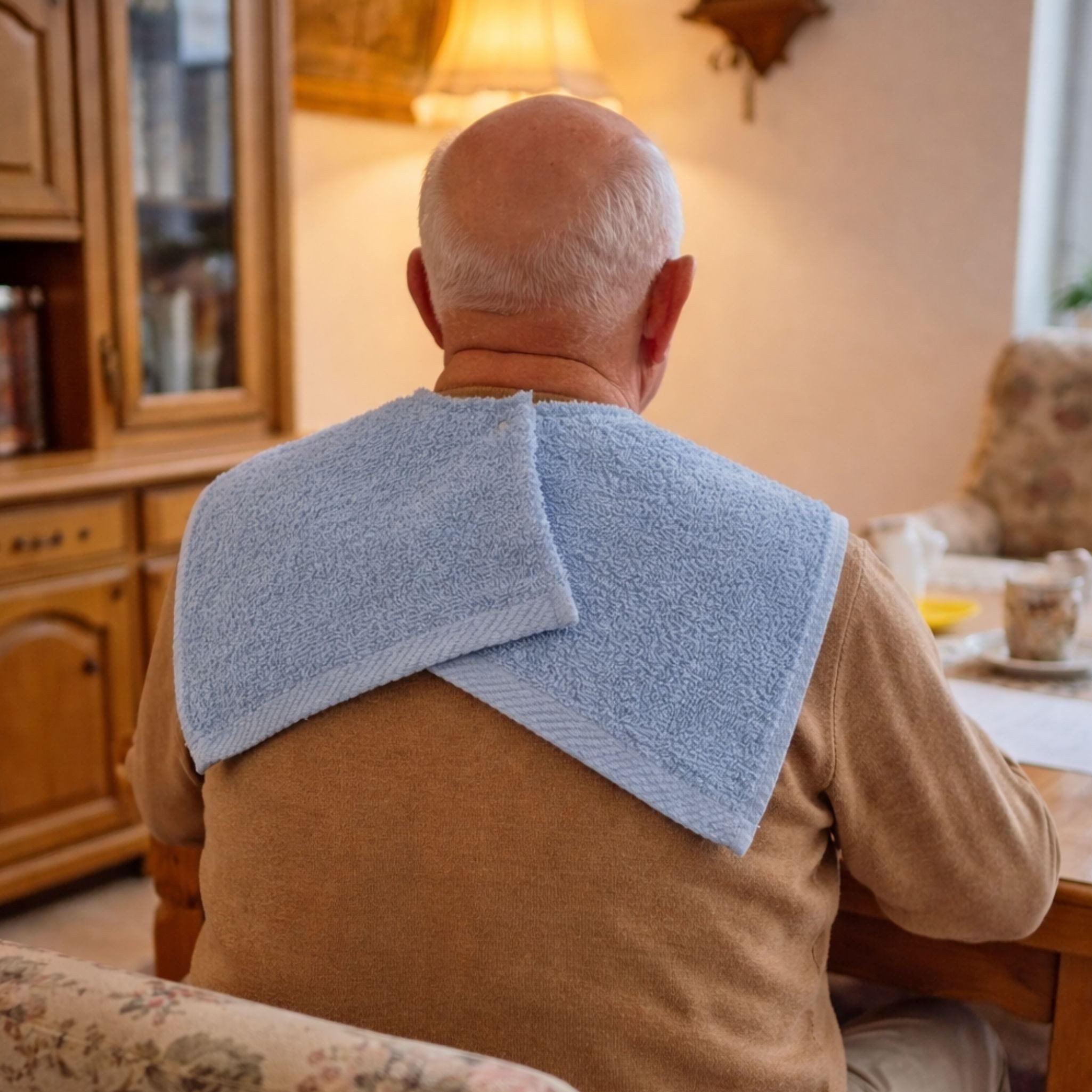 Seniori Lätzchen für Erwachsene 2er Set 50x100 Essschutz Baumwolle, (2 Stück), Blau und Grau