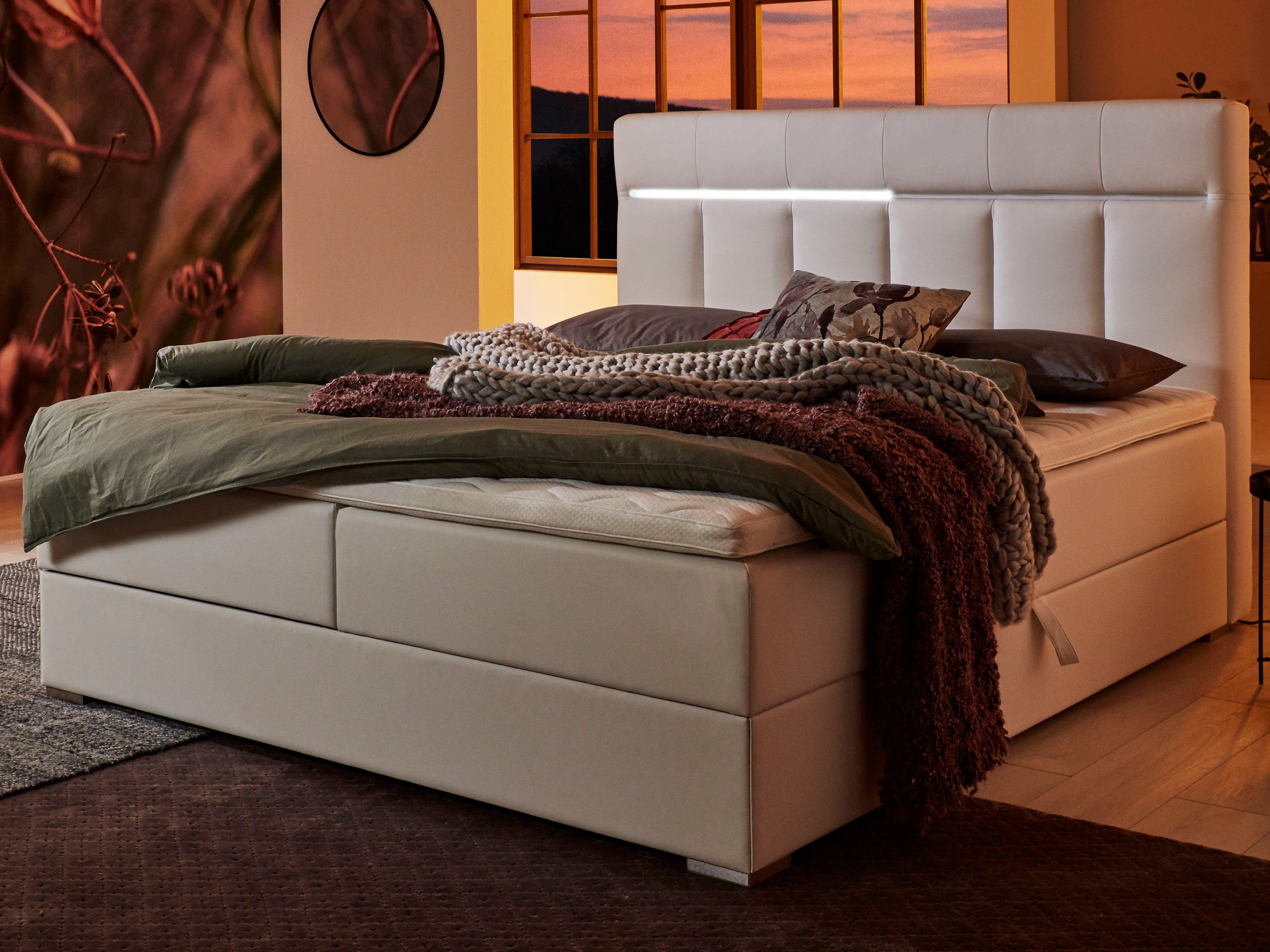 ATLANTIC home collection Boxbett Tessa, mit LED-Beleuchtung und Bettkasten