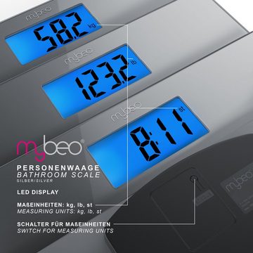 MyBeo Personenwaage, Digitale Körperwaage mit 3,5" LCD Display, DMS Sensoren, max. 150kg