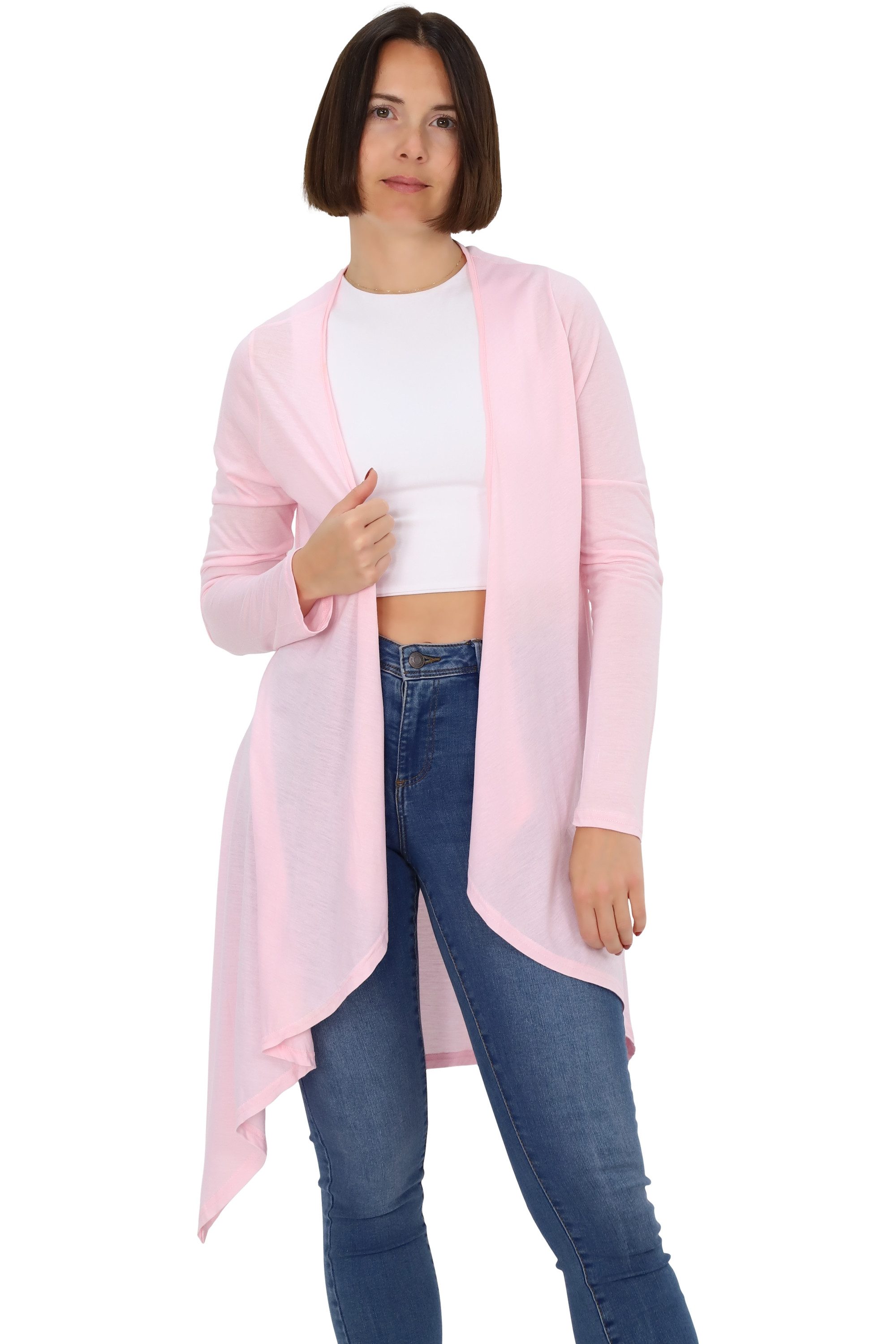 malito more than fashion Cardigan malito Damen Cardigan langarm asymetrisch 806 assymetrisches langarm Basic Jäckchen