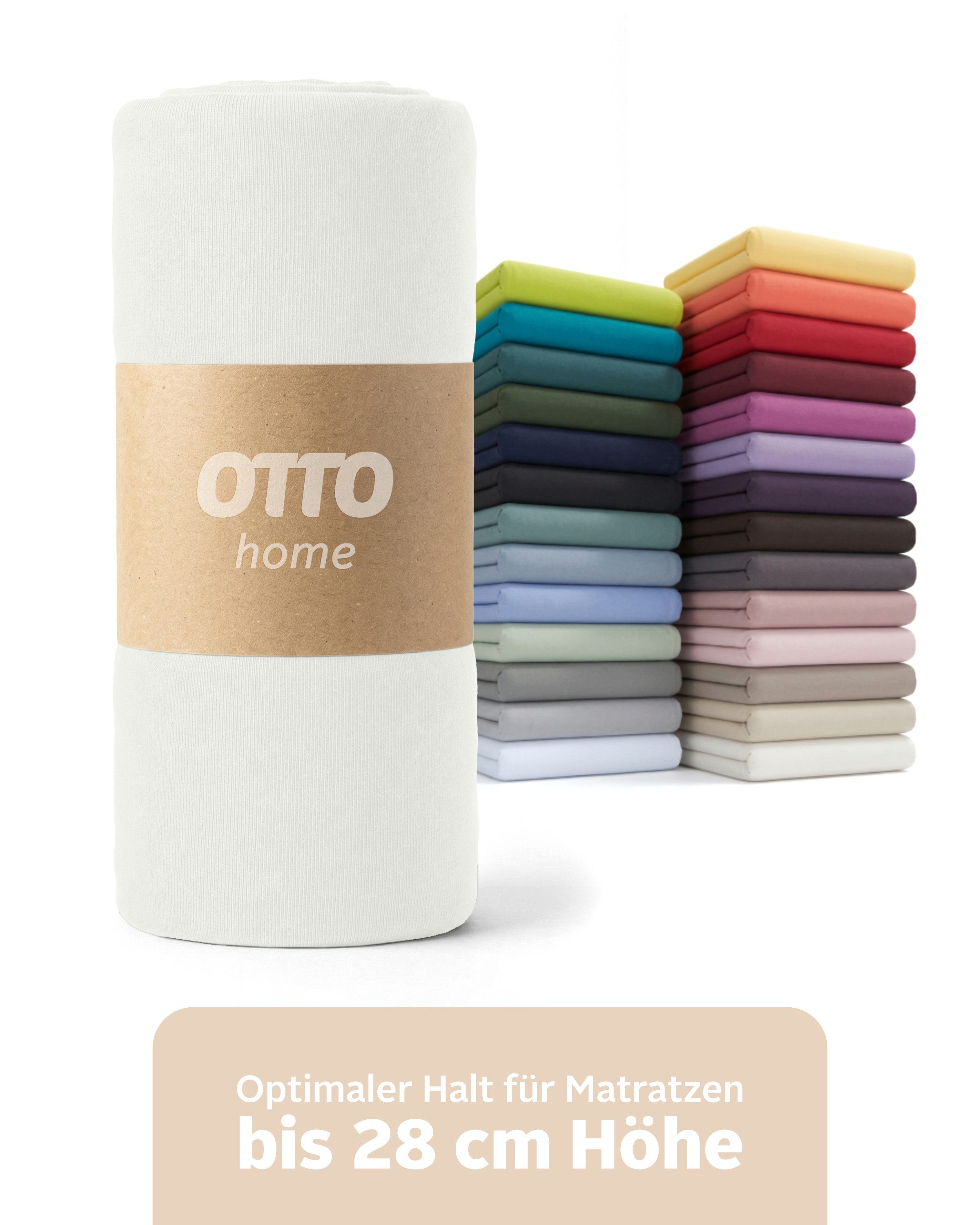 OTTO home Spannbettlaken BLACKBERRY in PREMIUM und BASIC Qualität, 100% Baumwolle, Jersey (110 g/m), Gummizug: rundum, (1 Stück), für hohe Matratzen bis 28 cm, Bettlaken, Spannbetttuch, Boxspring