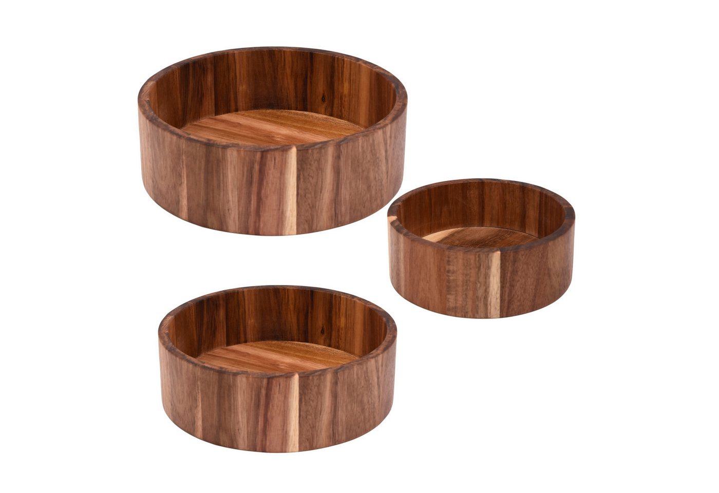 Zoha Dekoschale Akazie Flat Bowl – Dekoschale aus Akazienholz (3 St), hochwertiges Akazienholz