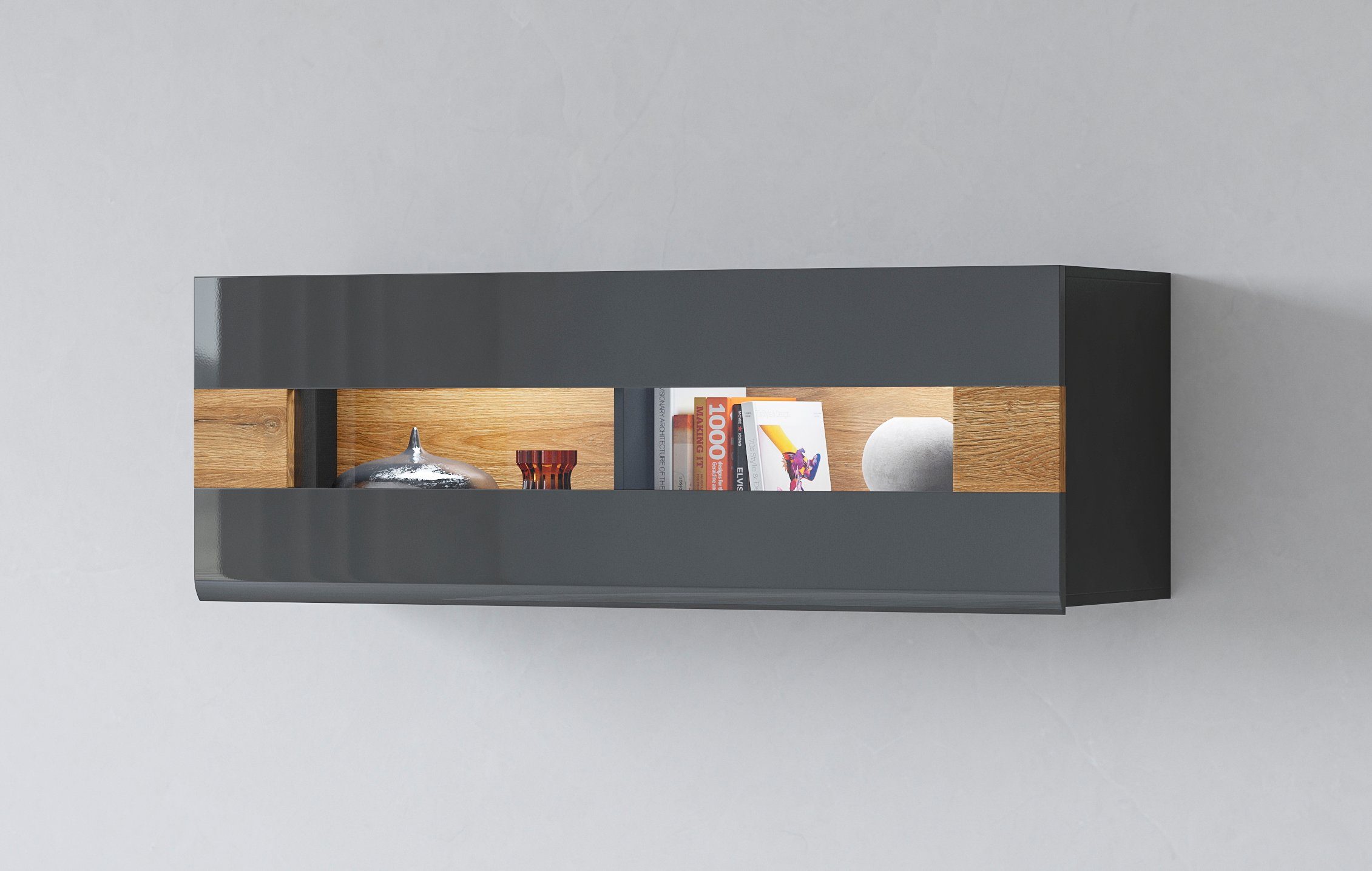 OTTO home Hängevitrine Toledo,Breite 131 cm trendige Glasvitrine mit dekora günstig online kaufen