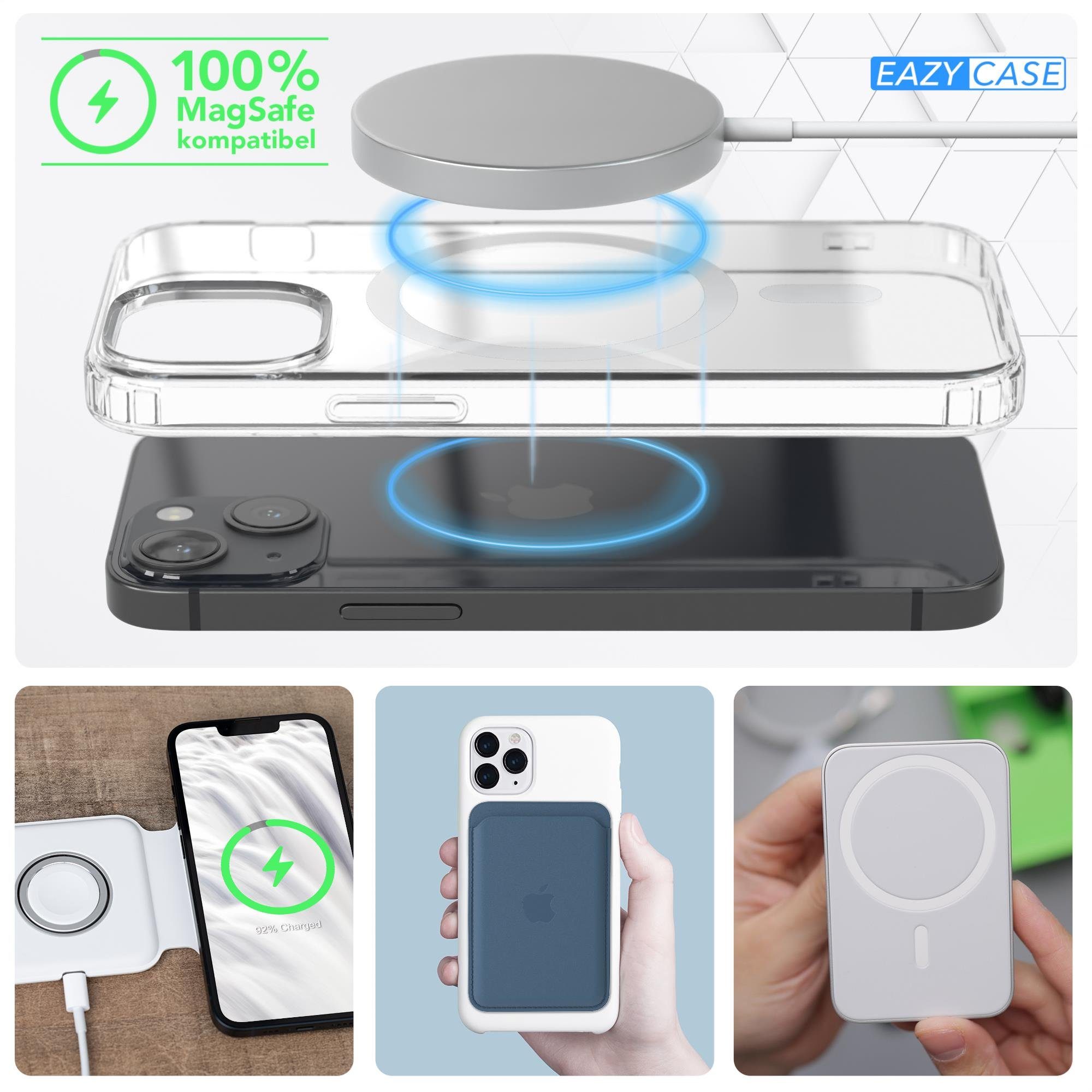 EAZY CASE Handyhülle Transparente Hülle mit MagSafe für iPhone 13 Mini 5,4 Zoll, Back Cover, Bumper Case, Handy Schutzhülle Kameraschutz, Durchsichtig