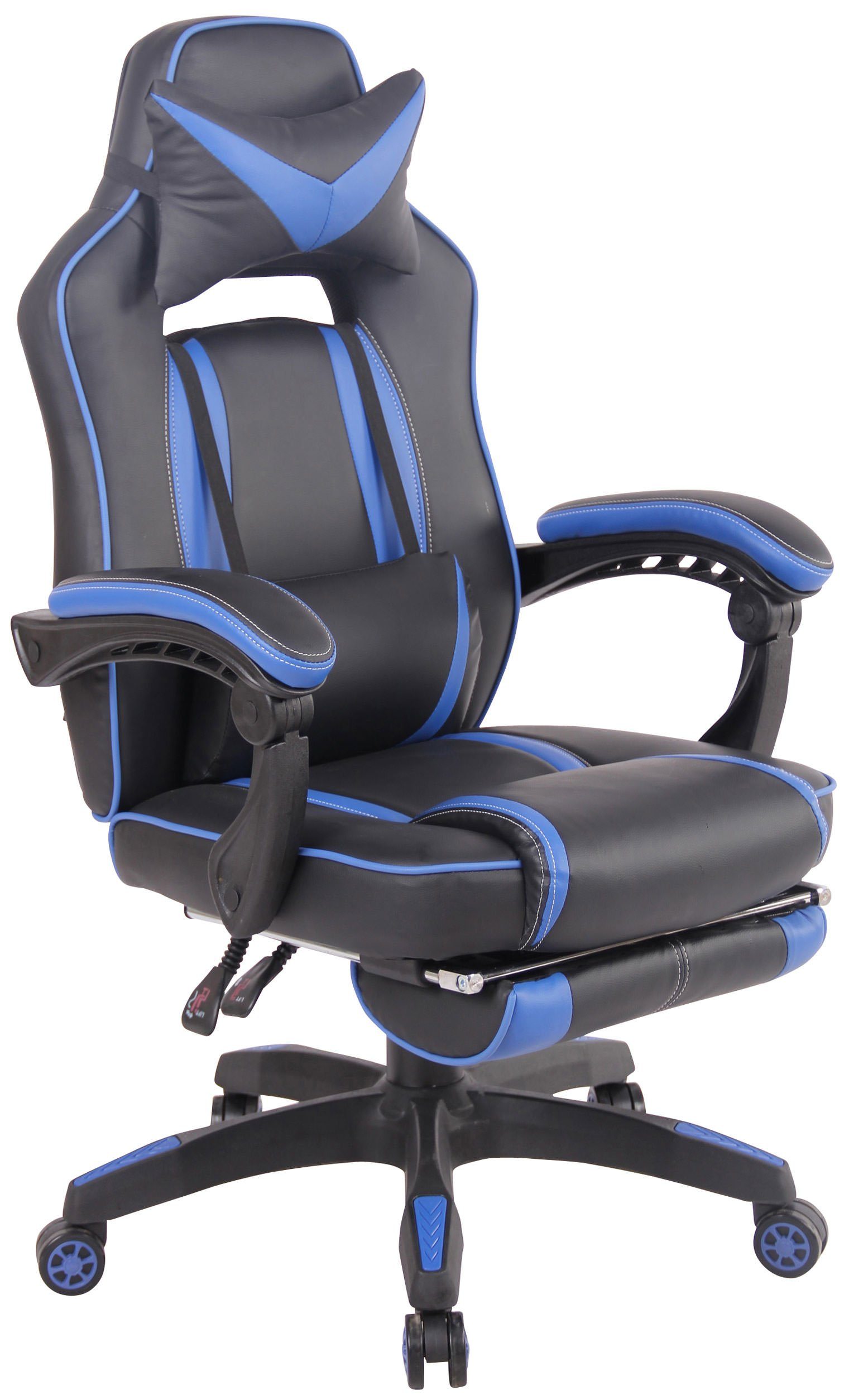 CLP Gaming Chair Heat Kunstleder, mit Fußablage schwarz/blau