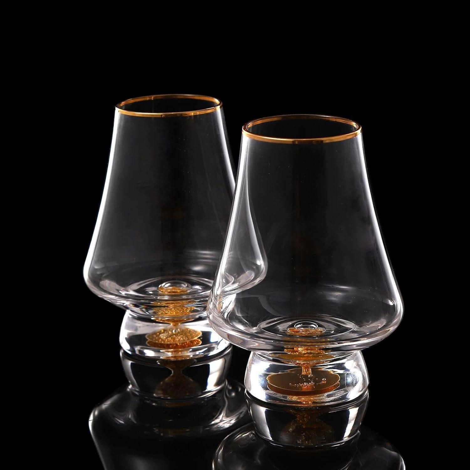 LuxusKollektion Whiskyglas Whisky Gläser Kristall mit 24K Goldflocken 235 ml 2er Set Luxuriöse, Glas