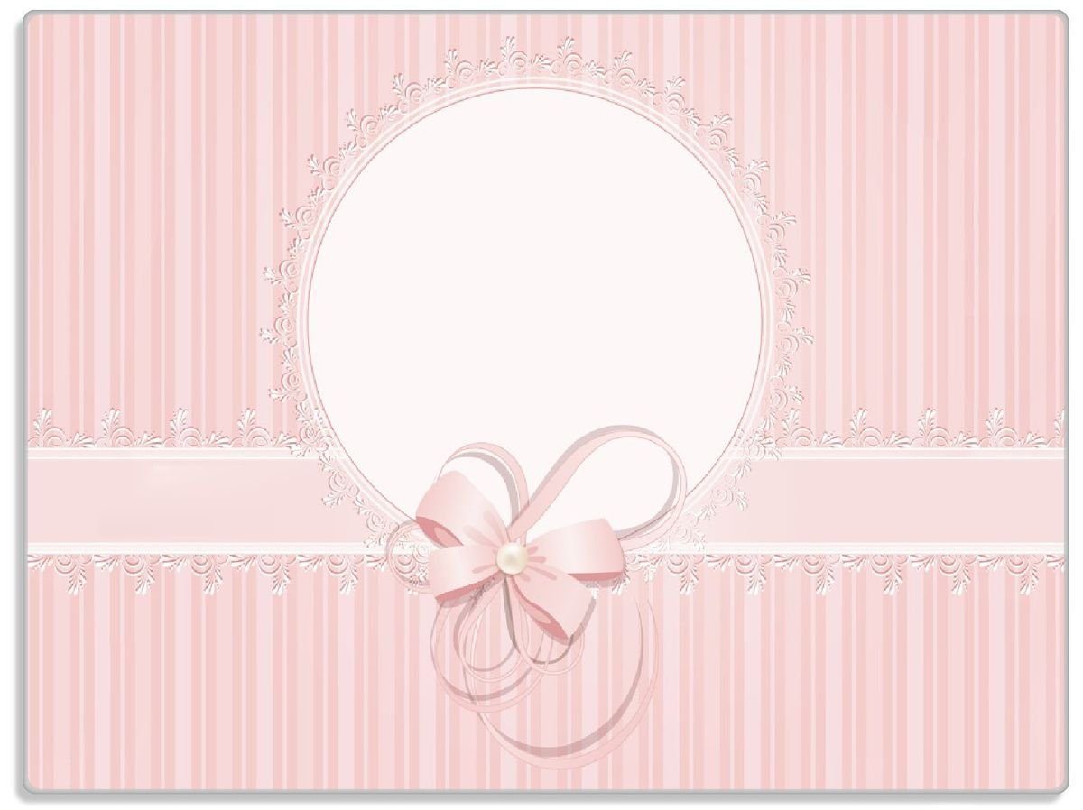 Wallario Schneidebrett Geschenkkarte, Bänder, Spitzen und Schleifen in rosa, ESG-Sicherheitsglas, (inkl. rutschfester Gummifüße 4mm, 1-St), 30x40cm