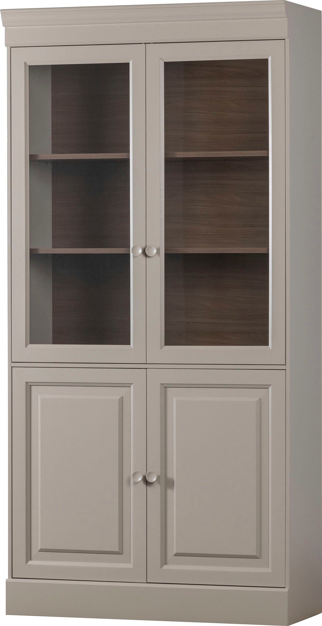 WOOOD Vitrine Chow Kiefernholz mit Glastüren und Sierleisten H 215 x B 105 x T 40 cm Elegante Details, Einfach zu montierbar, Pfleigleicht – Bild 2 von 5
