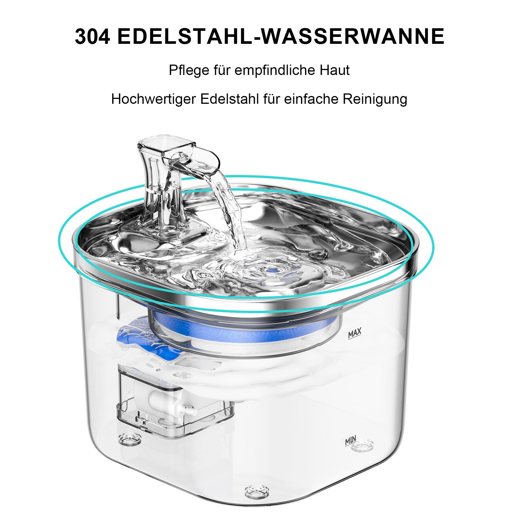 Senmudi Trinkbrunnen katzenbrunnen,Super Silent katzen trinkbrunnen,Mit Filtersatz 2 l, Geeignet für Katzen/30dB Extrem Leiser,Anzug für alle Arten von Katze