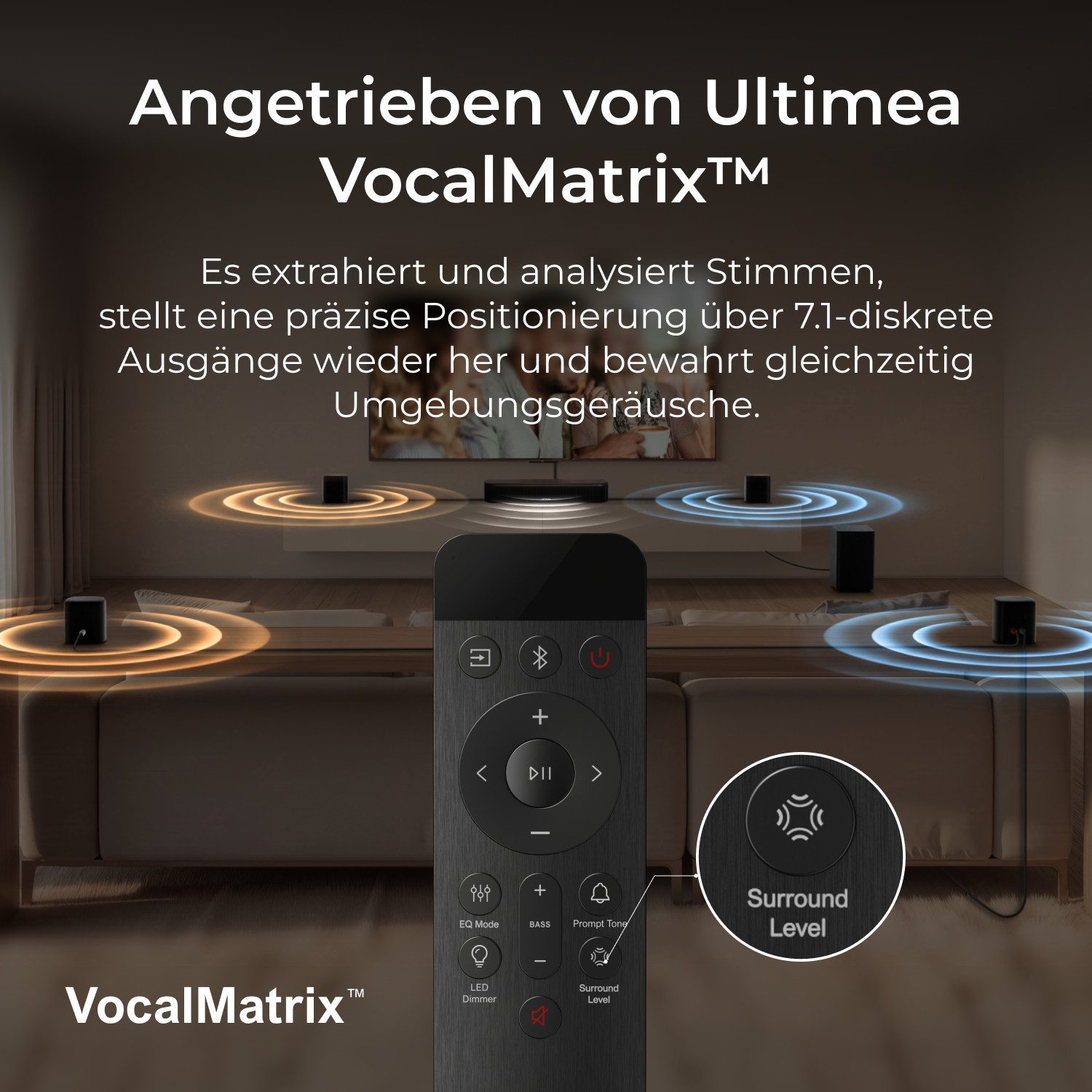Ultimea Aura S4T 7.1 Soundsystem Surround Soundbar (HDMI, Bluetooth, 350 W, Soundbar für TV Geräte mit App Steuerung)